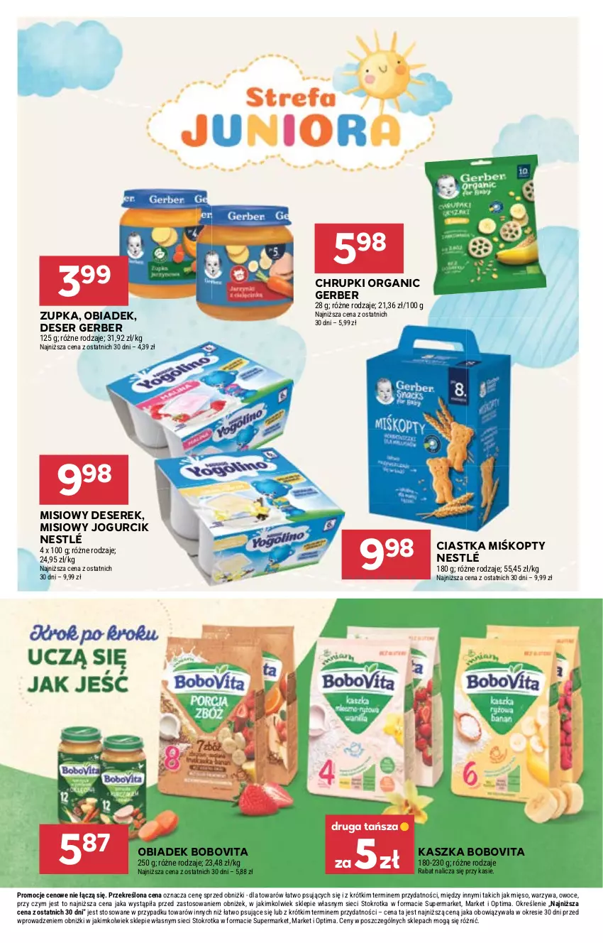 Gazetka promocyjna Stokrotka - Market - ważna 18.06 do 24.06.2026 - strona 30 - produkty: BoboVita, Chrupki, Ciastka, Deser, Gerber, Mięso, Nestlé, Optima, Owoce, Ser, Serek, Warzywa