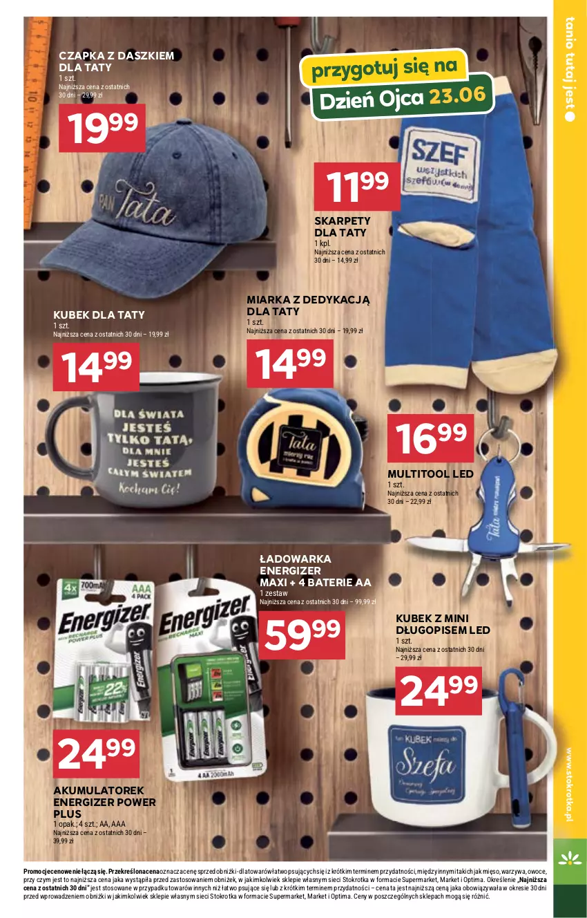 Gazetka promocyjna Stokrotka - Market - ważna 18.06 do 24.06.2026 - strona 32 - produkty: Akumulator, Czapka, Długopis, Energizer, Karp, Kubek, Miarka, Mięso, Optima, Owoce, Warka, Warzywa