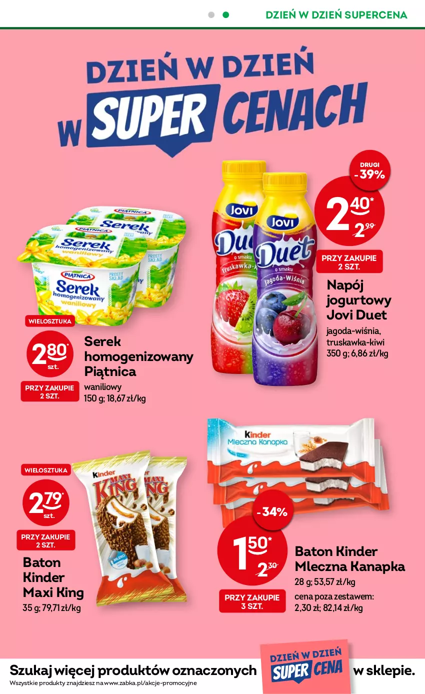 Gazetka promocyjna Żabka - ważna 24.05 do 06.06.2023 - strona 43 - produkty: Baton, Jogurt, Kinder, Kiwi, Mleczna kanapka, Napój, Napój jogurtowy, Piątnica, Ser, Serek, Serek homogenizowany