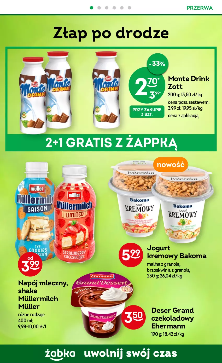 Gazetka promocyjna Żabka - ważna 24.05 do 06.06.2023 - strona 46 - produkty: Bakoma, Deser, Gra, Jogurt, Monte, Müller, Müllermilch, Napój, Napój mleczny, Ser, Zott