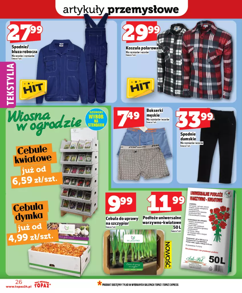 Gazetka promocyjna Topaz - Gazetka - ważna 25.02 do 04.03.2026 - strona 26 - produkty: Bluza, Bokserki, Cebula, Ser, Spodnie, Top