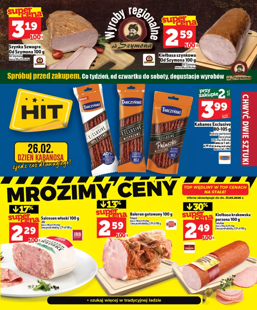 Gazetka promocyjna Topaz - Gazetka - ważna 25.02 do 04.03.2026 - strona 7 - produkty: Kabanos, Kiełbasa, Kiełbasa krakowska, Salceson, Tarczyński