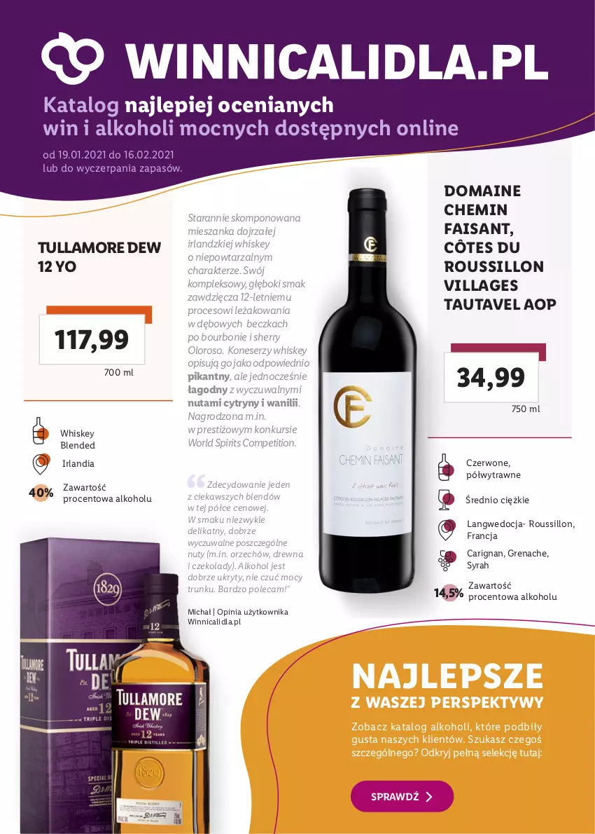 Gazetka promocyjna Lidl - Winnica Lidla - ważna 19.01 do 16.02.2021 - strona 1 - produkty: Bourbon, Cytryny, Fa, Nuty, Ser, Tullamore Dew, Whiskey