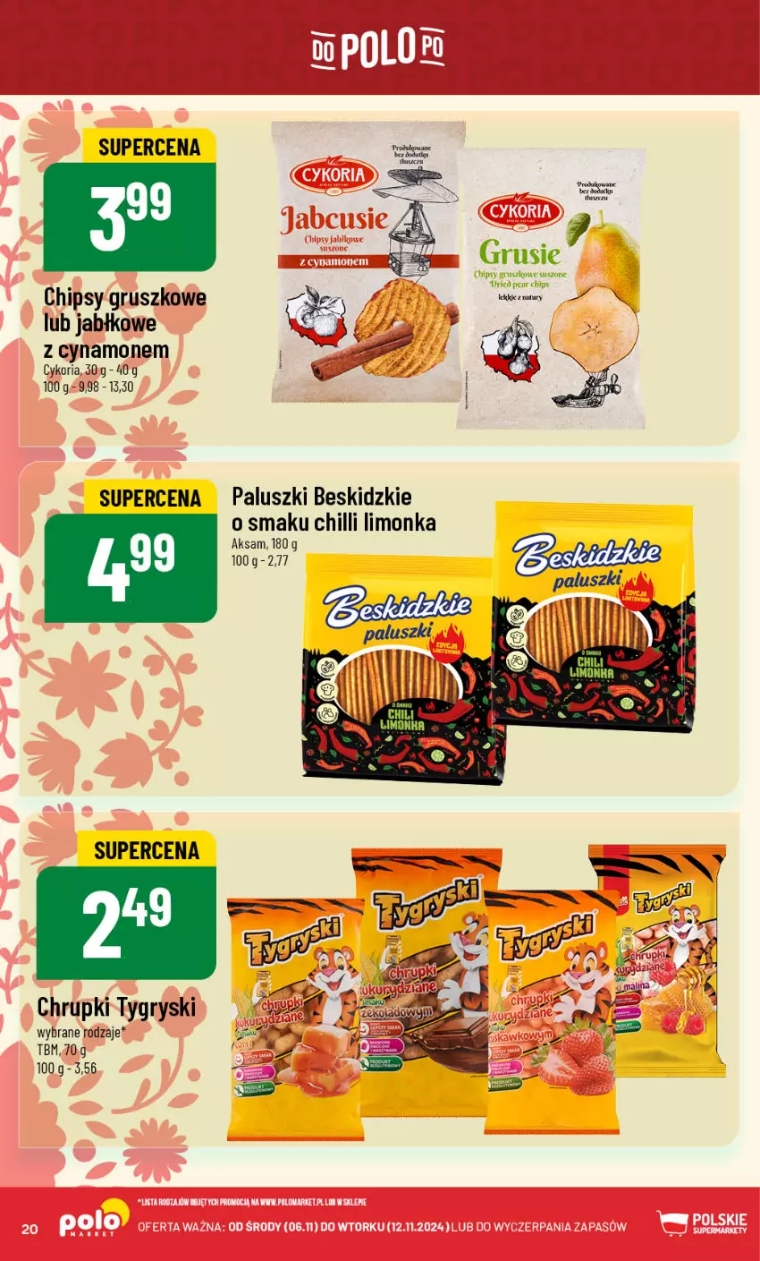 Gazetka promocyjna PoloMarket - Gazetka pomocyjna - ważna 06.11 do 12.11.2024 - strona 20 - produkty: Aksam, Beskidzki, Chipsy, Chrupki, Gry, Limonka