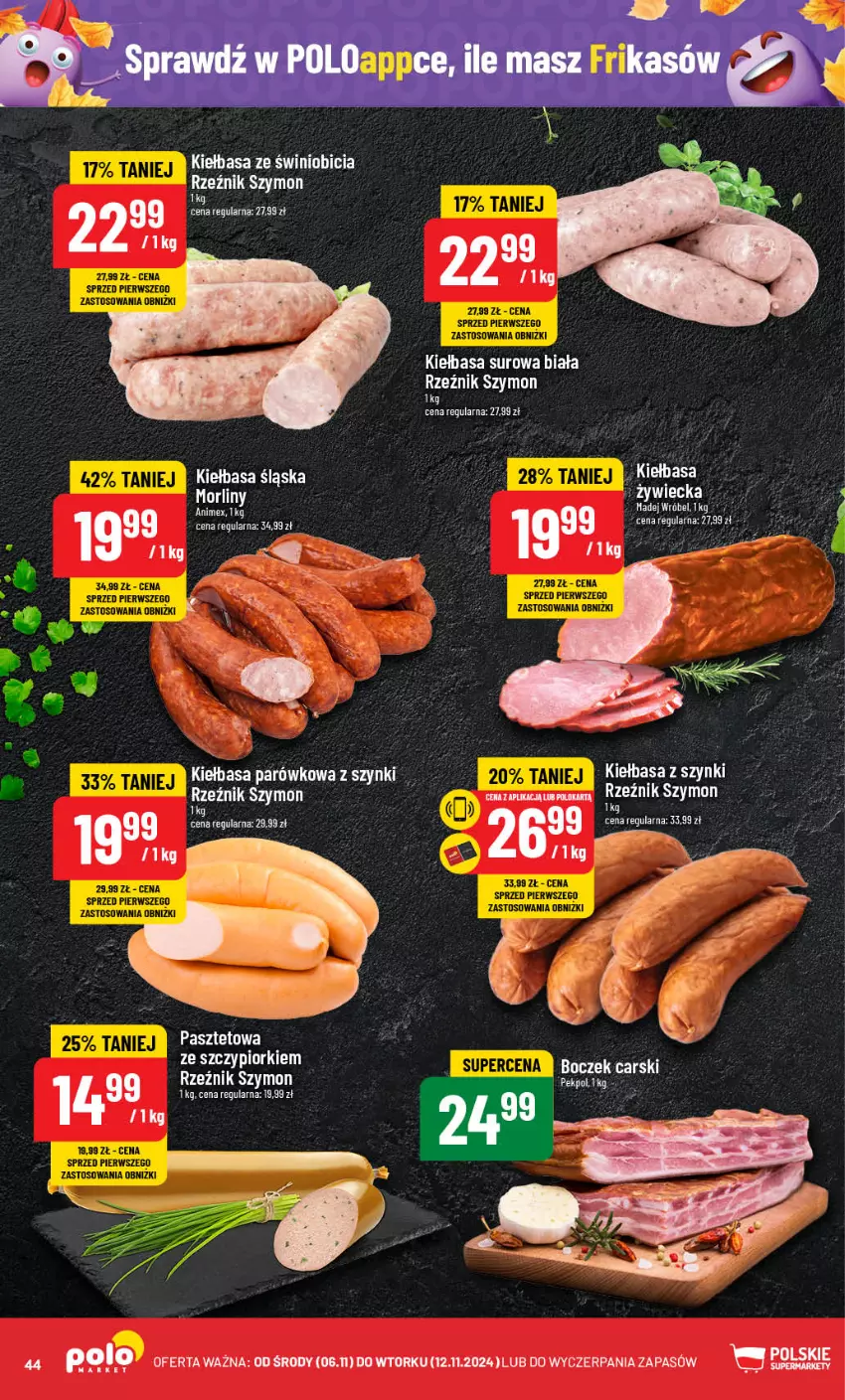 Gazetka promocyjna PoloMarket - Gazetka pomocyjna - ważna 06.11 do 12.11.2024 - strona 44 - produkty: BIC, Boczek, Cars, Kiełbasa, Kiełbasa śląska, Pasztet