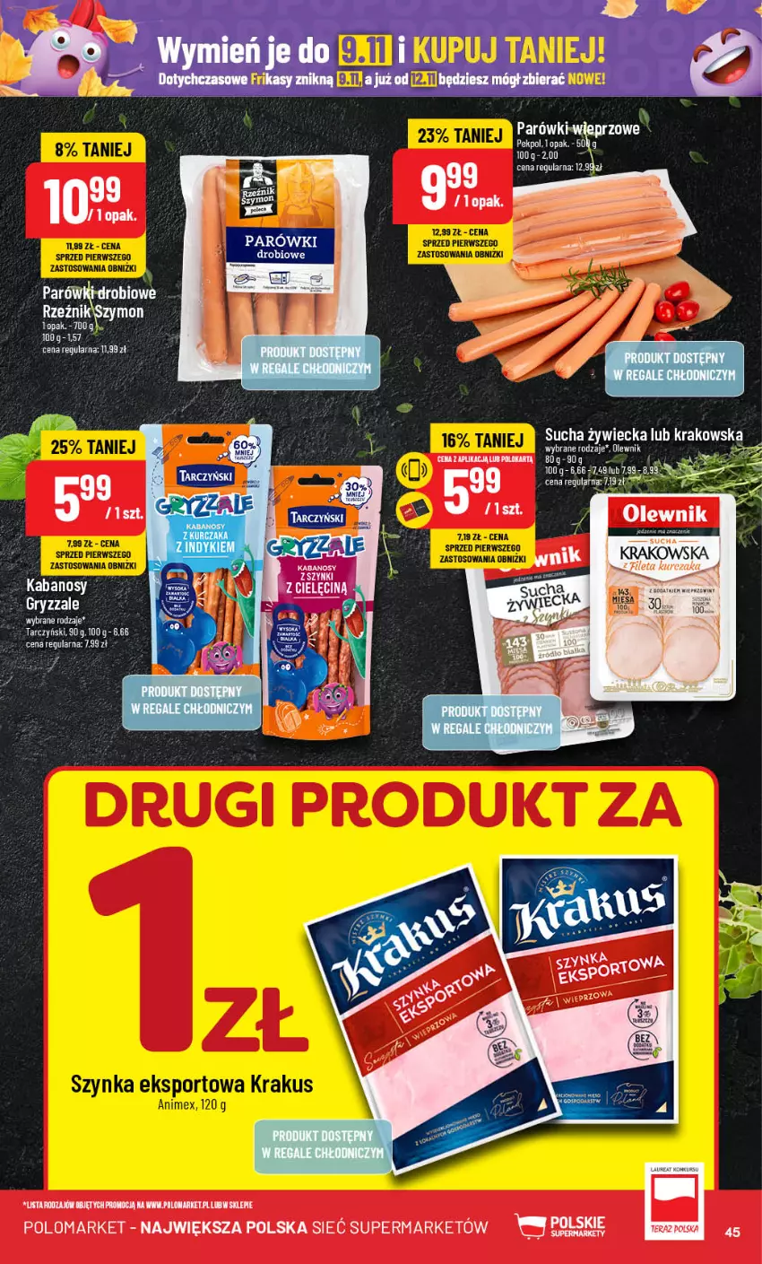 Gazetka promocyjna PoloMarket - Gazetka pomocyjna - ważna 06.11 do 12.11.2024 - strona 45 - produkty: Gry, Kabanos, Olewnik, Parówki