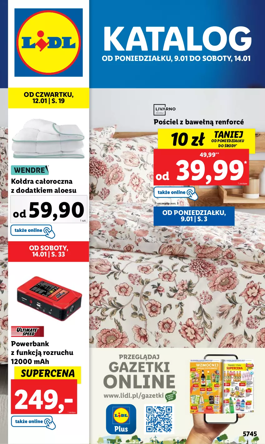 Gazetka promocyjna Lidl - GAZETKA - ważna 09.01 do 14.01.2023 - strona 1 - produkty: Kołdra, Pościel, Powerbank