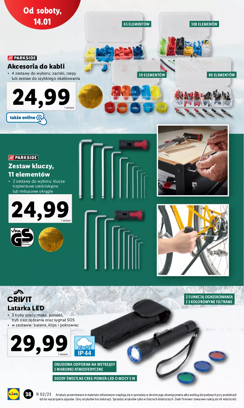 Gazetka promocyjna Lidl - GAZETKA - ważna 09.01 do 14.01.2023 - strona 45 - produkty: Latarka, Latarka LED, Pokrowiec, Por, Sos, Tarka, Zestaw kluczy