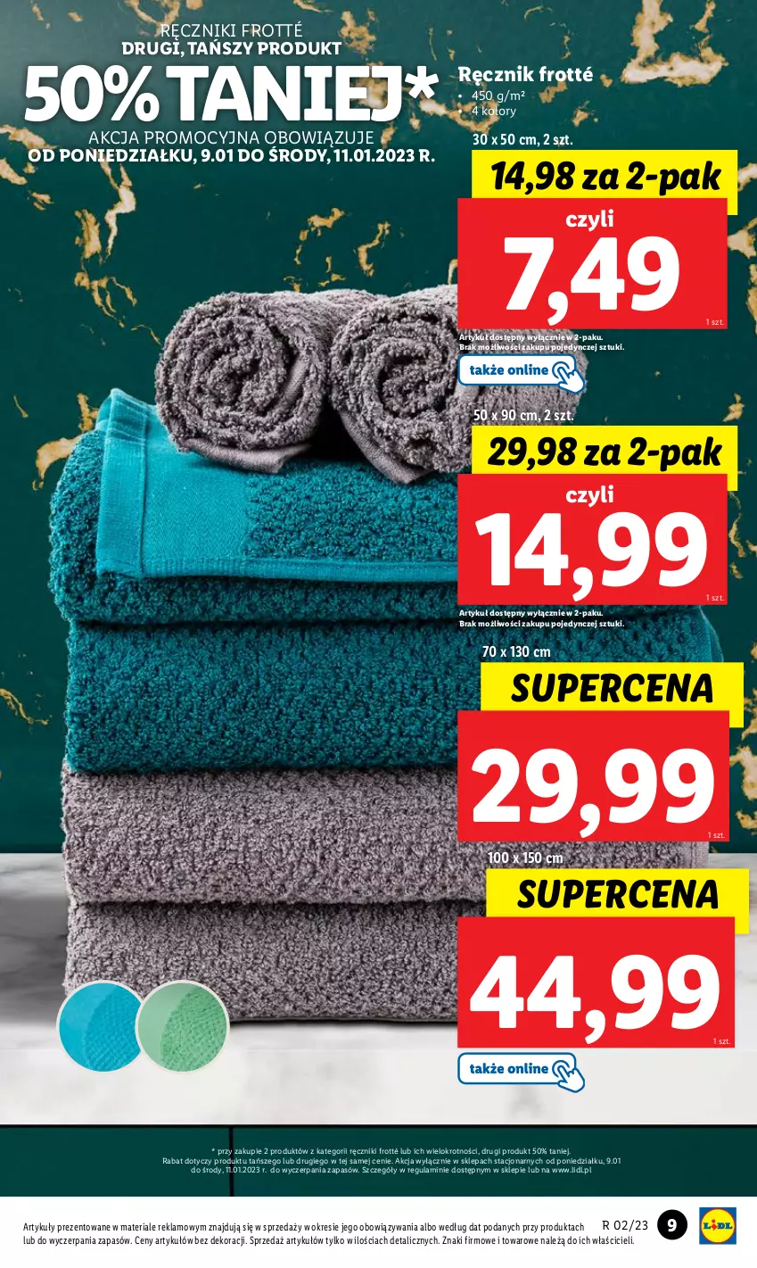 Gazetka promocyjna Lidl - GAZETKA - ważna 09.01 do 14.01.2023 - strona 9 - produkty: Ręcznik