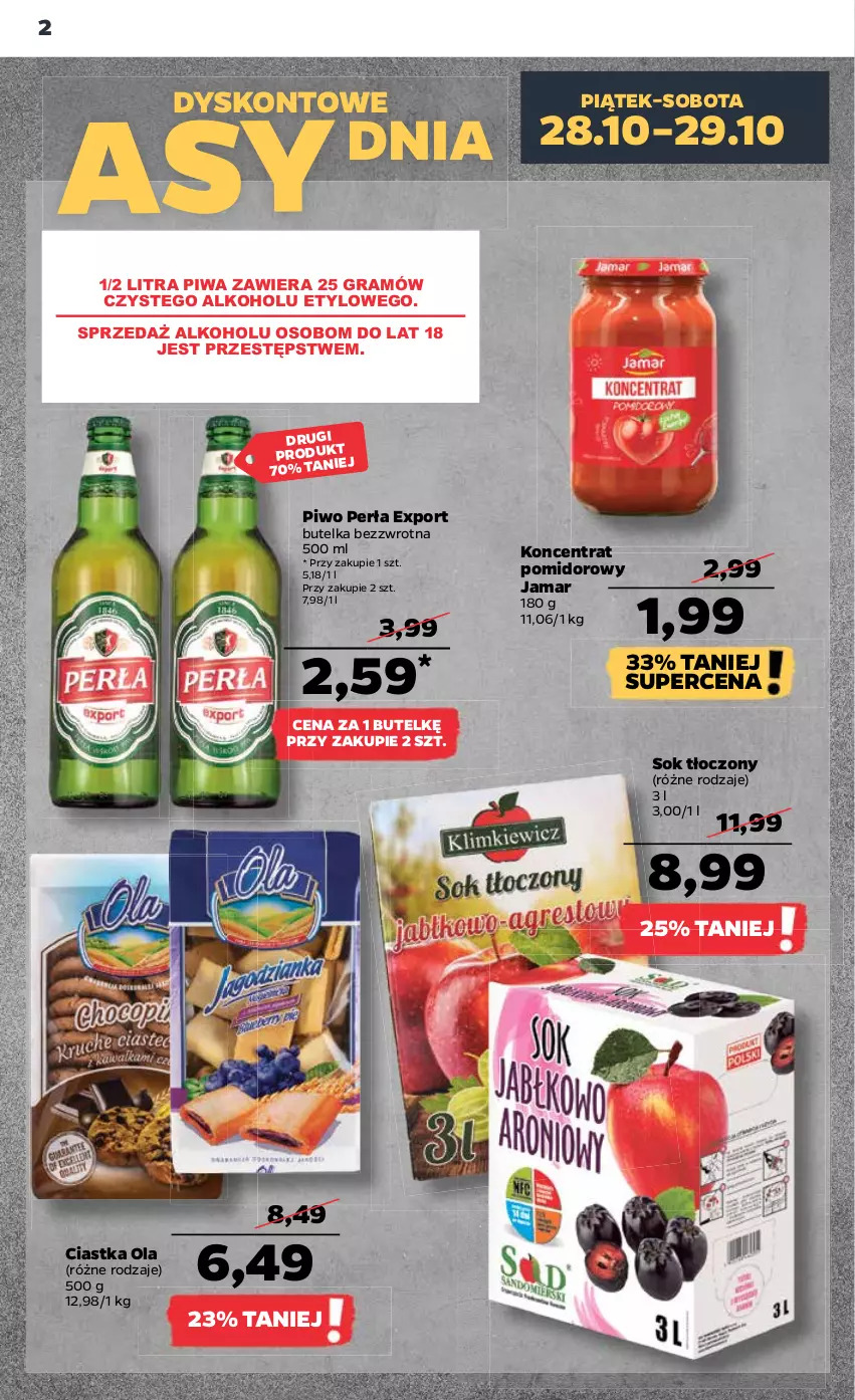 Gazetka promocyjna Netto - Artykuły spożywcze - ważna 27.10 do 02.11.2022 - strona 2 - produkty: Ciastka, Gra, Koncentrat pomidorowy, Perła, Piwa, Piwo, Por, Sok