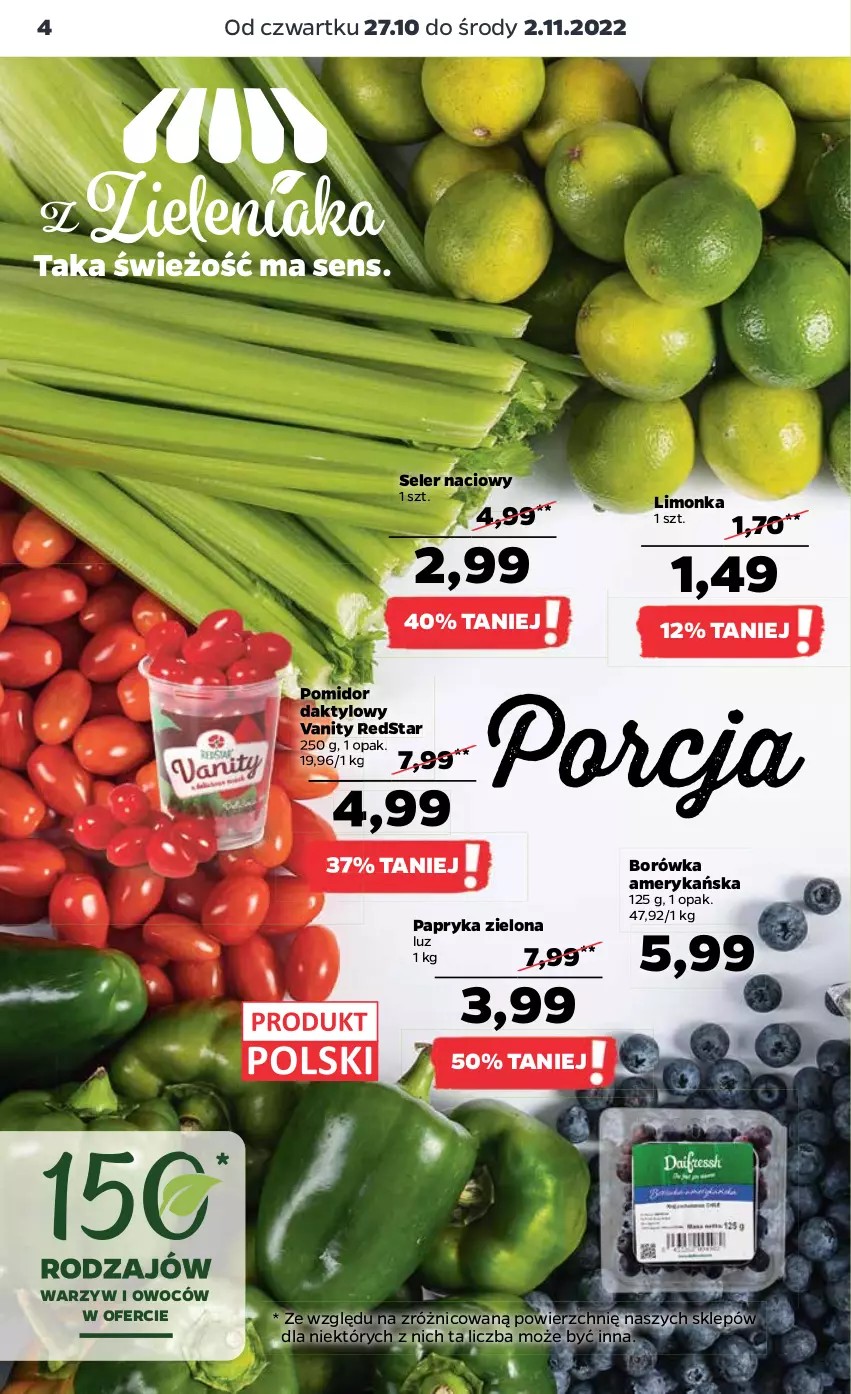 Gazetka promocyjna Netto - Artykuły spożywcze - ważna 27.10 do 02.11.2022 - strona 4 - produkty: Borówka, Borówka amerykańska, Limonka, Papryka, Por, Seler naciowy