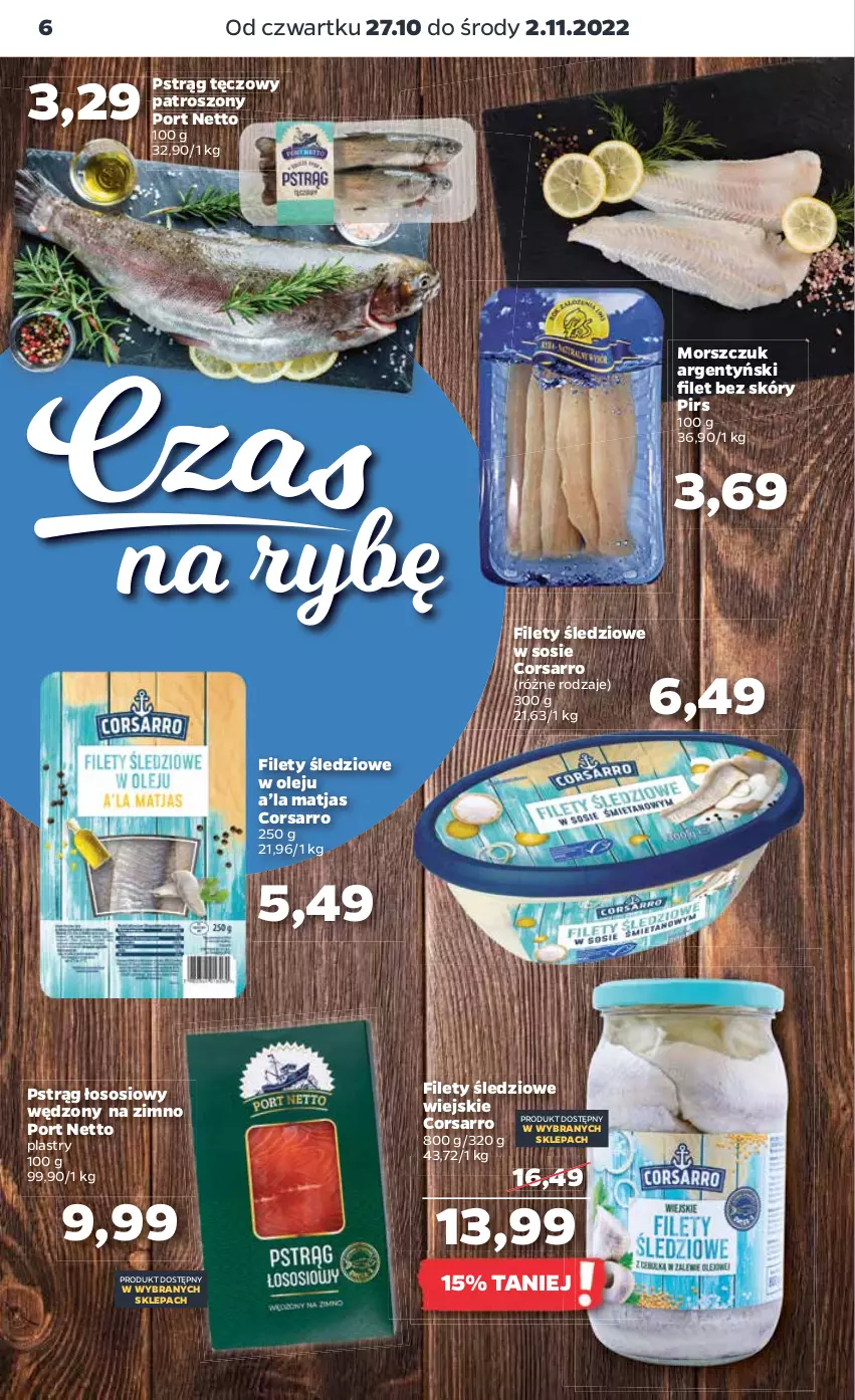 Gazetka promocyjna Netto - Artykuły spożywcze - ważna 27.10 do 02.11.2022 - strona 6 - produkty: Matjas, Olej, Por, Pstrąg, Pstrąg łososiowy, Pstrąg tęczowy, Sos