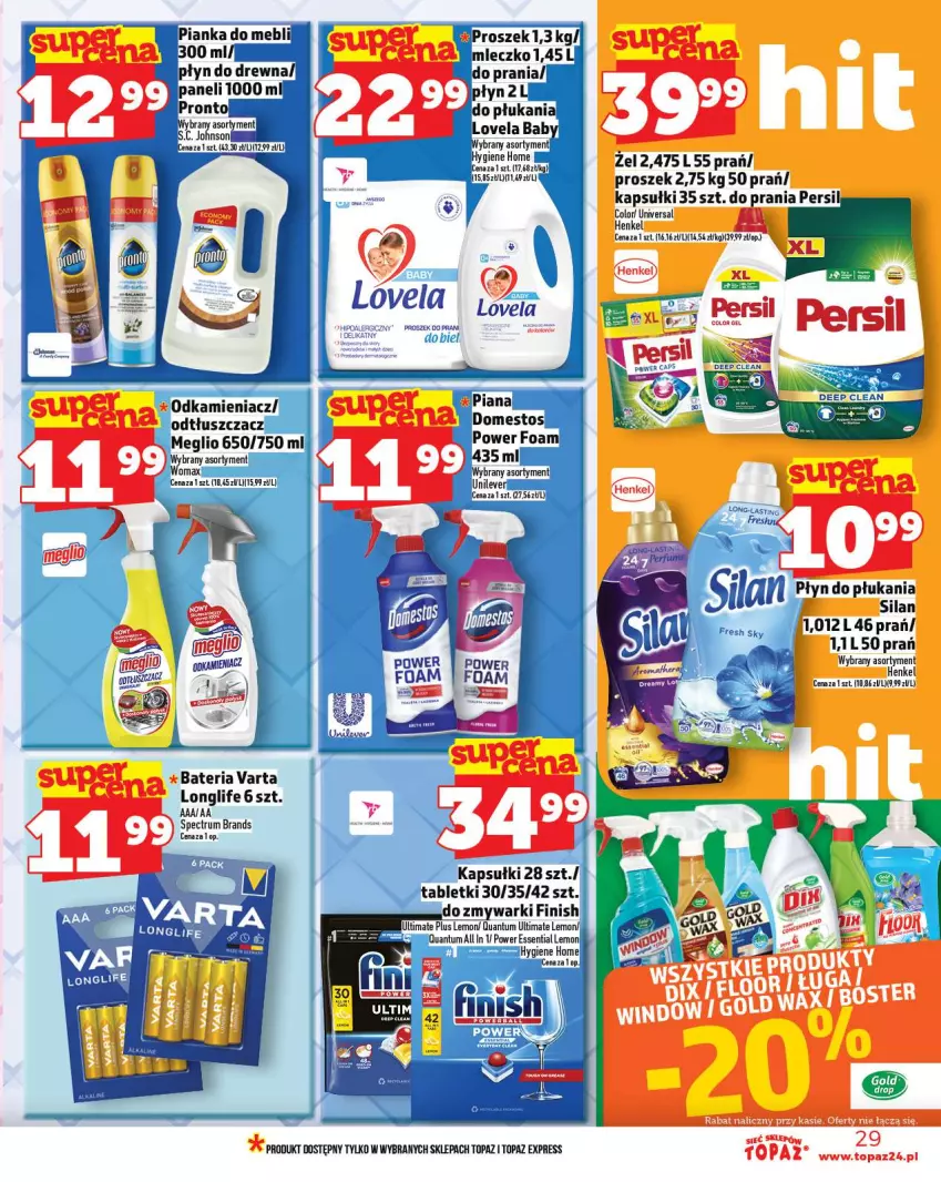 Gazetka promocyjna Topaz - Gazetka - ważna 23.10 do 29.10.2025 - strona 29 - produkty: Bateria, Lovela, Persil, Płyn do płukania, Rum, Silan, Top, Varta