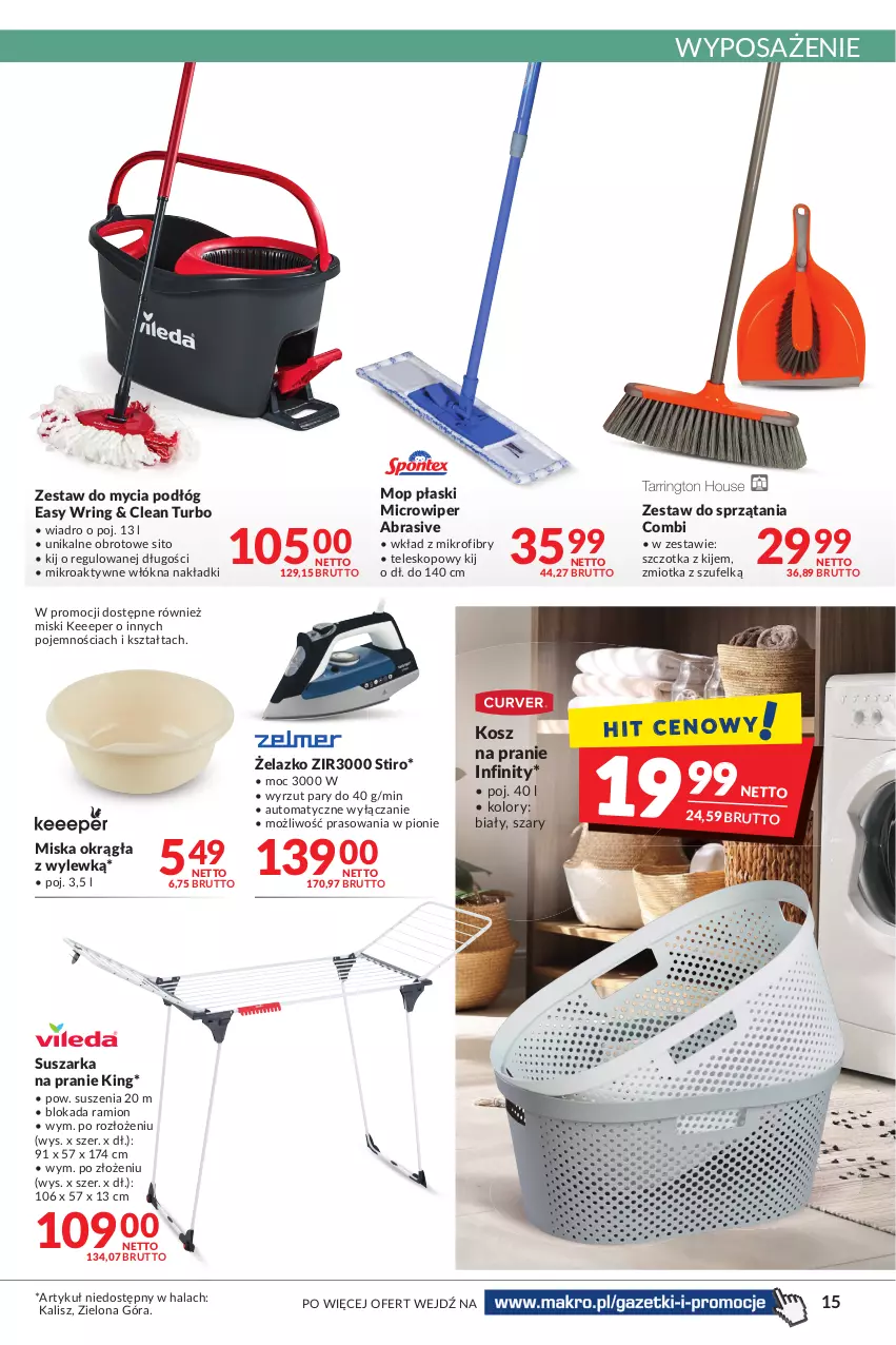 Gazetka promocyjna Makro - [Oferta promocyjna] Artykuły spożywcze i przemysłowe - ważna 17.05 do 30.05.2022 - strona 15 - produkty: Kije, Kosz, Miska, Mop, Sito, Suszarka, Suszarka na pranie, Szczotka, Teleskop, Wiadro