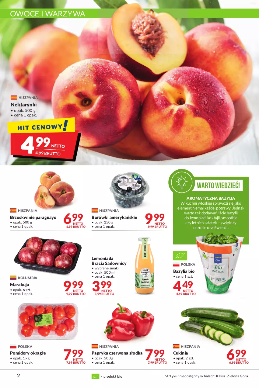 Gazetka promocyjna Makro - [Oferta promocyjna] Artykuły spożywcze i przemysłowe - ważna 17.05 do 30.05.2022 - strona 2 - produkty: Bazyl, Bazylia, Brzoskwinie, Lemoniada, Nektar, Owoce, Papryka, Papryka czerwona, Pomidory, Sałat, Smoothie, Warzywa