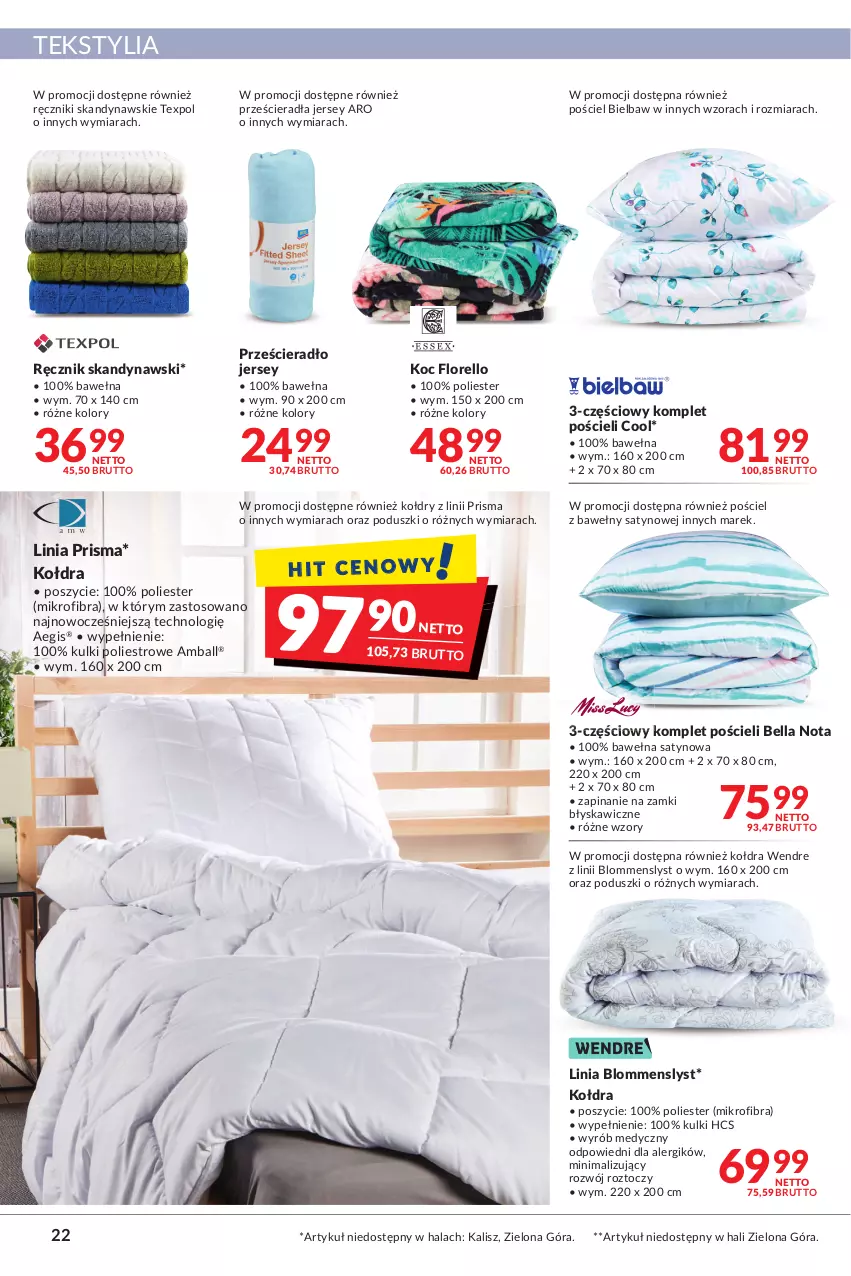 Gazetka promocyjna Makro - [Oferta promocyjna] Artykuły spożywcze i przemysłowe - ważna 17.05 do 30.05.2022 - strona 22 - produkty: AEG, Bell, Bella, Koc, Kołdra, Komplet pościeli, Pościel, Prześcieradło, Ręcznik, Wełna