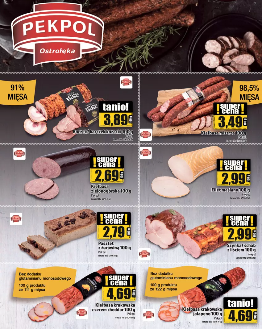 Gazetka promocyjna Topaz - Gazetka - ważna 24.10 do 30.10.2024 - strona 5 - produkty: Cheddar, Kiełbasa, Kiełbasa krakowska, Pasztet, Pekpol, Ser