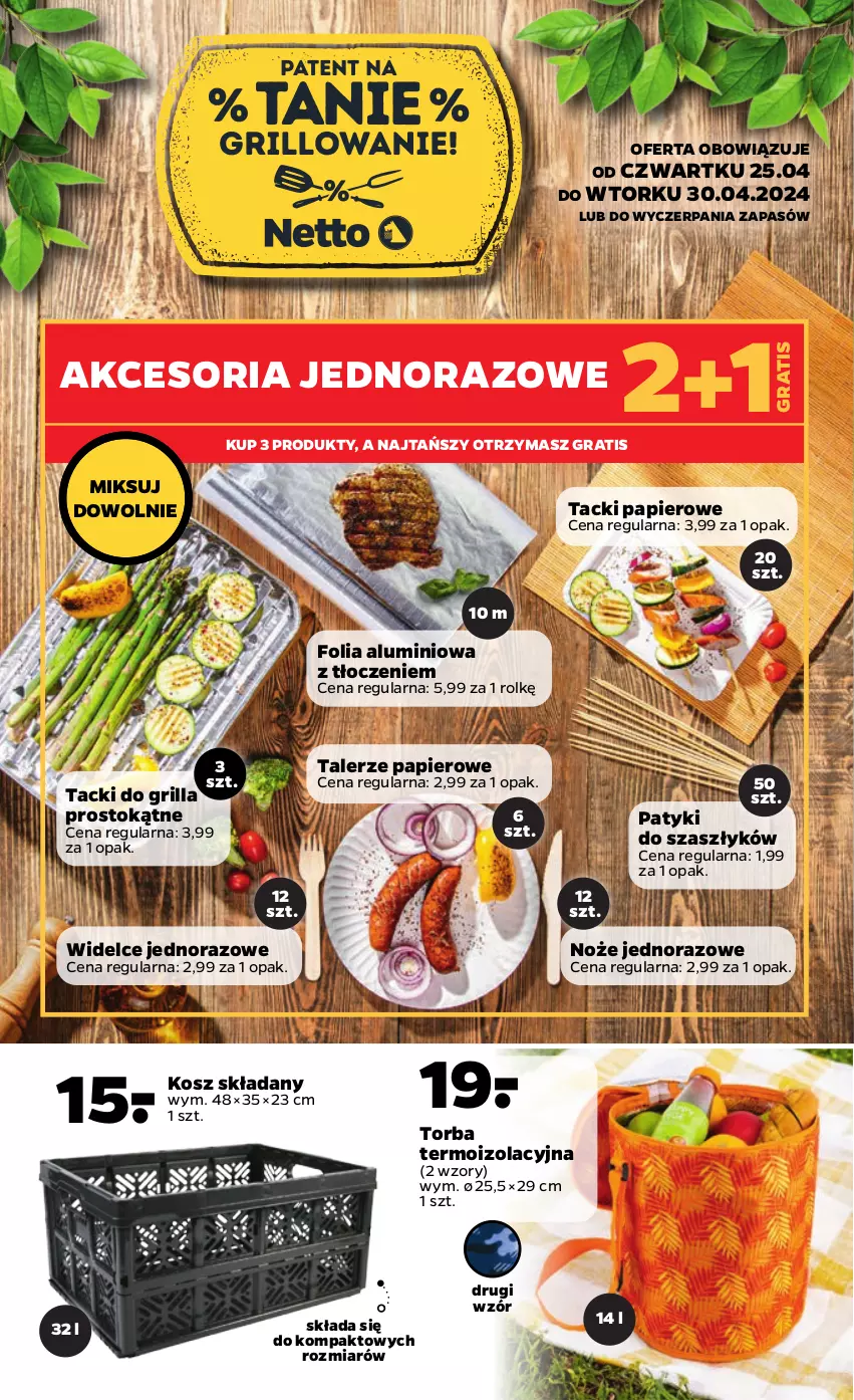 Gazetka promocyjna Netto - Akcesoria i dodatki - ważna 25.04 do 30.04.2024 - strona 2 - produkty: Folia aluminiowa, Gra, Grill, Kosz, Noż, Papier, Talerz, Torba