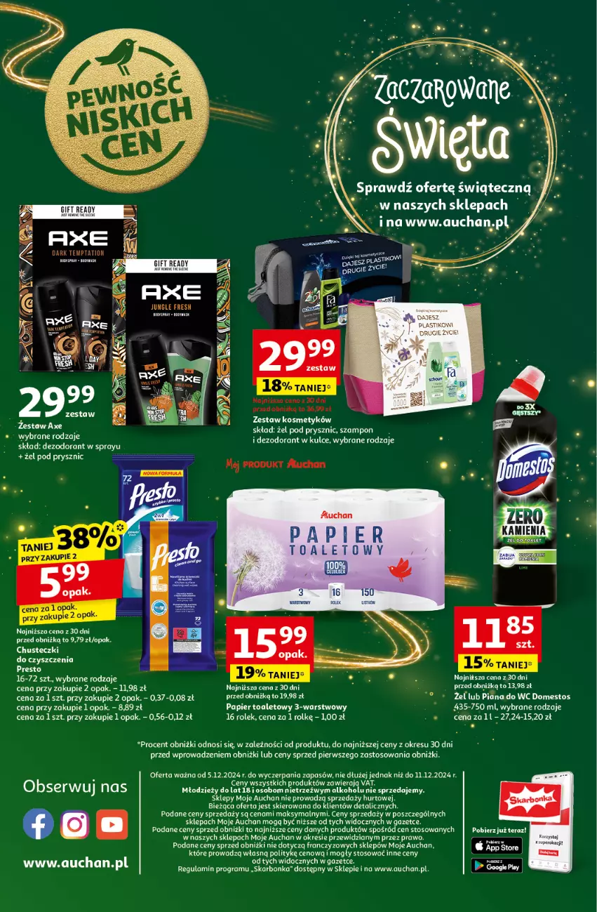 Gazetka promocyjna Auchan - Gazetka Pewność Niskich Cen Moje Auchan - ważna 05.12 do 11.12.2024 - strona 10 - produkty: Chusteczki, Dezodorant, Domestos, Fa, Gra, Papier, Papier toaletowy, Presto, Ser, Szampon, Tera