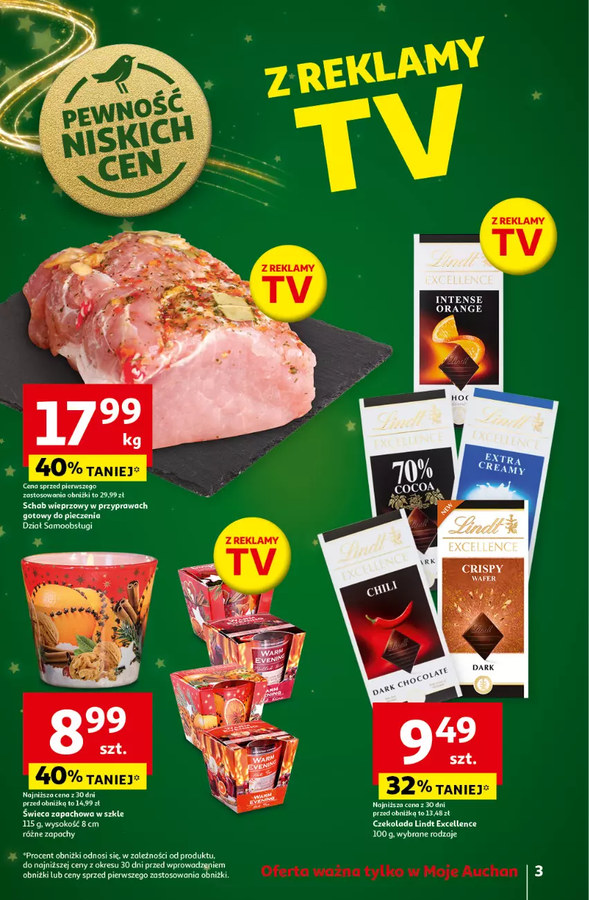 Gazetka promocyjna Auchan - Gazetka Pewność Niskich Cen Moje Auchan - ważna 05.12 do 11.12.2024 - strona 3 - produkty: Czekolada, Lindt, Schab wieprzowy, Sok