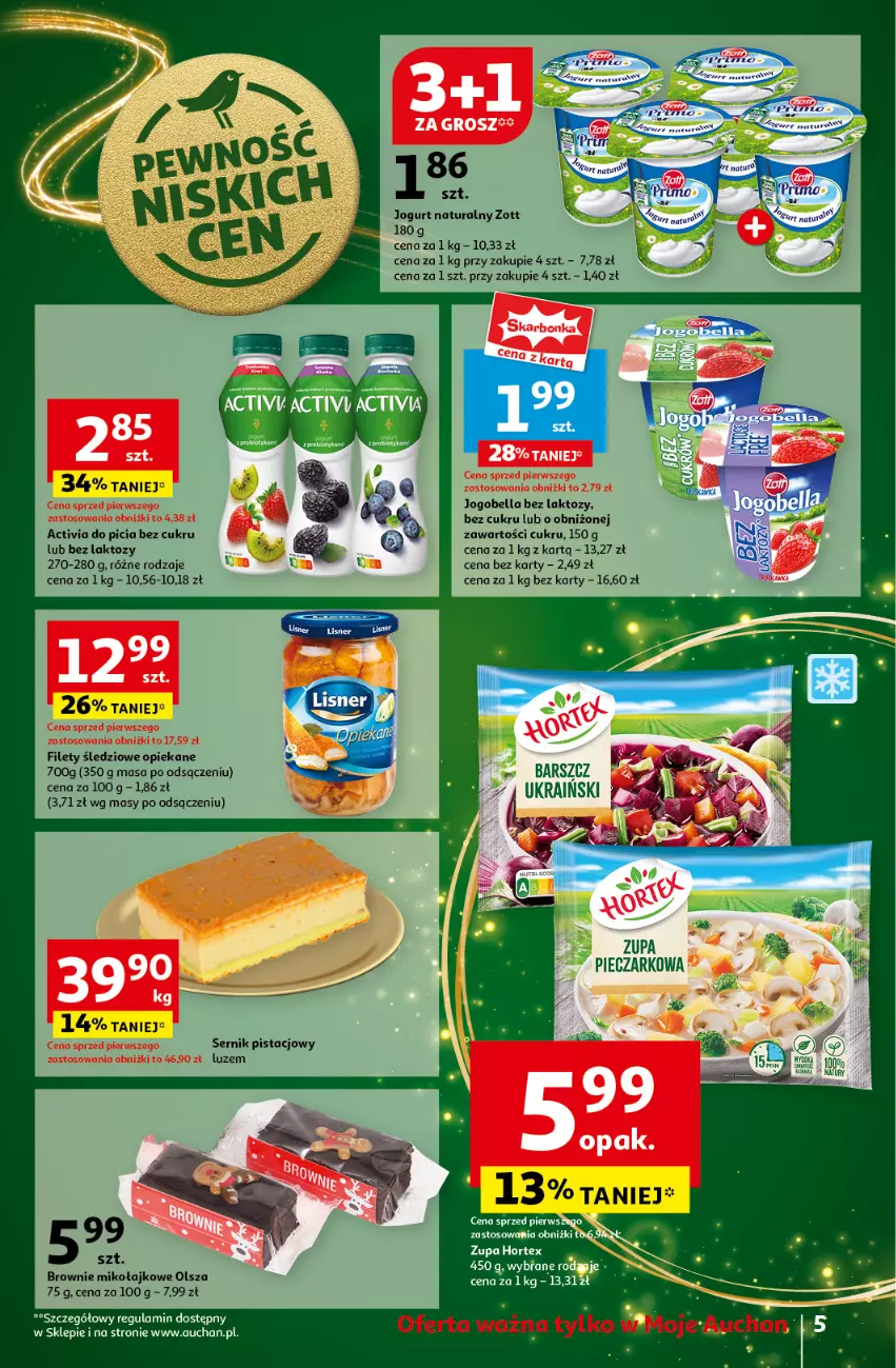 Gazetka promocyjna Auchan - Gazetka Pewność Niskich Cen Moje Auchan - ważna 05.12 do 11.12.2024 - strona 7 - produkty: Activia, Bell, Bella, Brownie, Hortex, Jogobella, Jogurt, Jogurt naturalny, Piec, Ser, Zott, Zupa, Zupa pieczarkowa