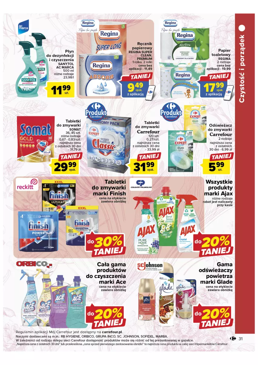 Gazetka promocyjna Carrefour - Gazetka Stwórz wyśnione wnętrze - ważna 17.01 do 29.01.2023 - strona 31 - produkty: Ajax, BIC, Finish, Gin, Papier, Por, Ręcznik, Rolki, Sanytol, Somat, Tablet, Zmywarki