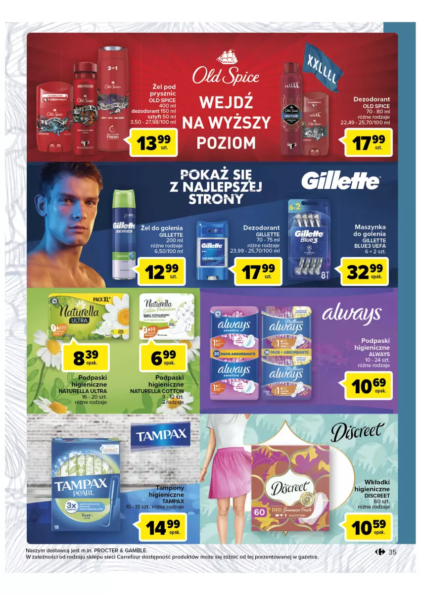 Gazetka promocyjna Carrefour - Gazetka Stwórz wyśnione wnętrze - ważna 17.01 do 29.01.2023 - strona 35 - produkty: Dezodorant, Discreet, Fa, Gillette, Maszynka, Podpaski, Ser, Szynka, Wkładki