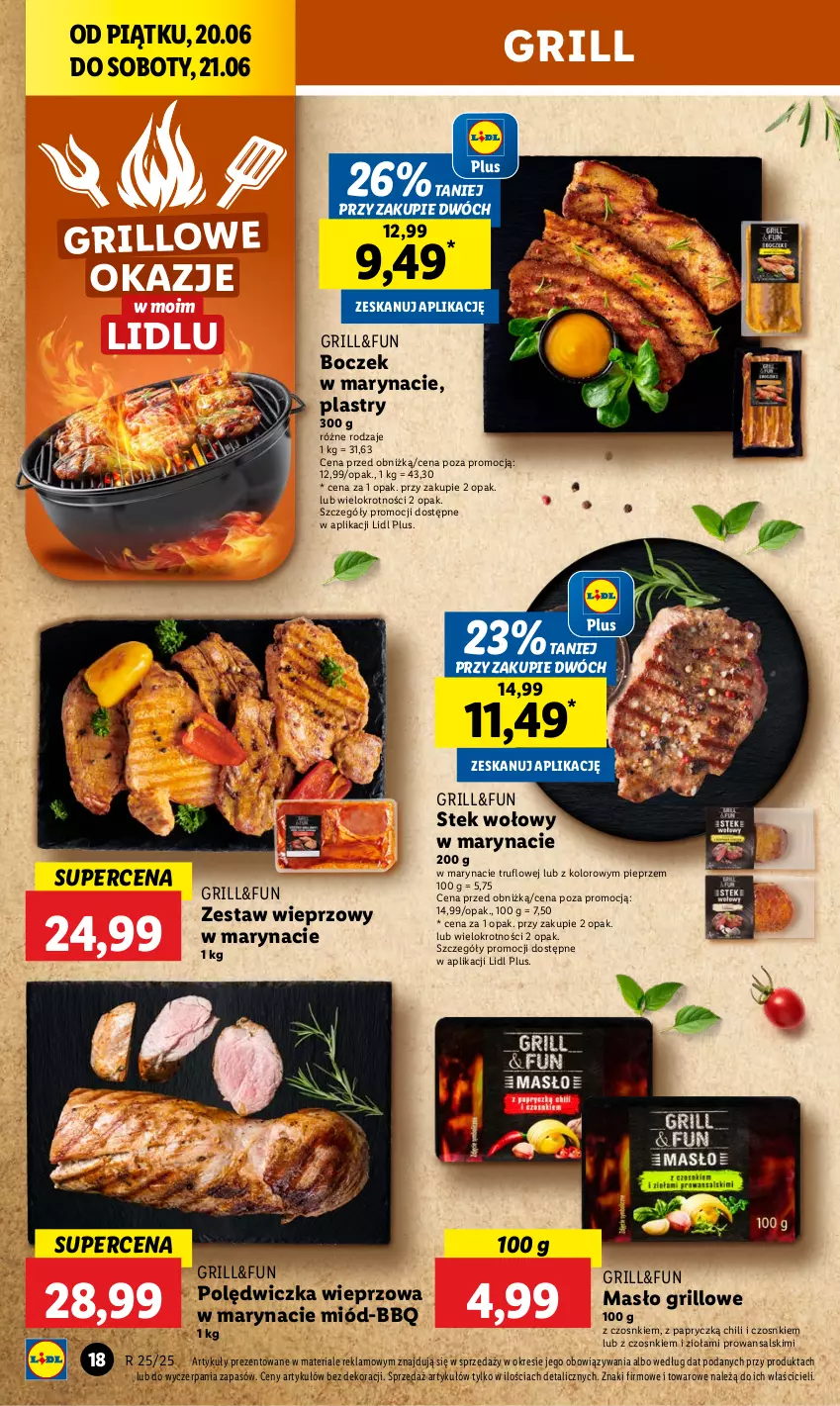 Gazetka promocyjna Lidl - GAZETKA - ważna 20.06 do 21.06.2025 - strona 24 - produkty: Boczek, Grill, Masło, Miód, Pieprz, Polędwiczka wieprzowa, Stek, Stek wołowy