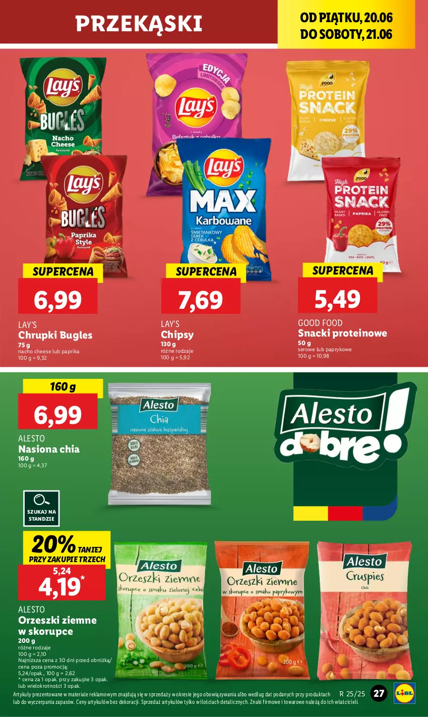Gazetka promocyjna Lidl - GAZETKA - ważna 20.06 do 21.06.2025 - strona 37 - produkty: Chia, Chipsy, Chrupki, Lay’s, O nas, Orzeszki, Orzeszki ziemne, Ser