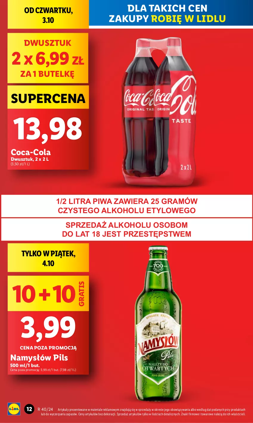 Gazetka promocyjna Lidl - GAZETKA - ważna 03.10 do 05.10.2024 - strona 14 - produkty: Coca-Cola, Gra, Namysłów, Piwa