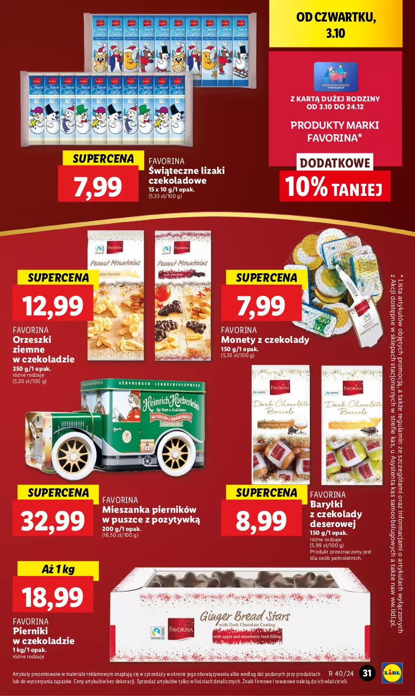 Gazetka promocyjna Lidl - GAZETKA - ważna 03.10 do 05.10.2024 - strona 37 - produkty: Baryłki, Deser, Fa, Lizaki, Lizaki czekoladowe, Orzeszki, Orzeszki ziemne, Piernik, Pierniki w czekoladzie, Ser