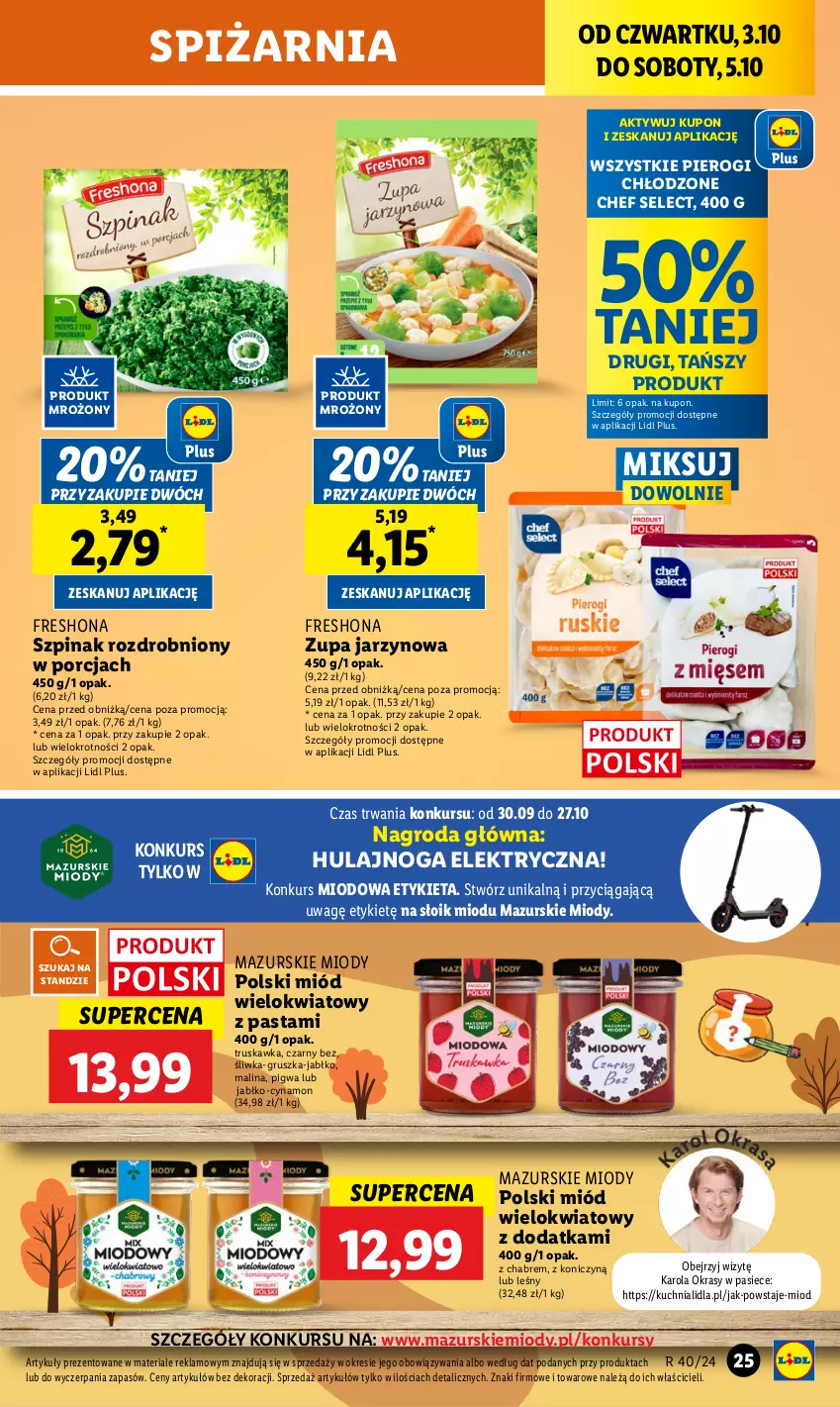 Gazetka promocyjna Lidl - GAZETKA - ważna 03.10 do 05.10.2024 - strona 47 - produkty: Hulajnoga, Hulajnoga elektryczna, Kuchnia, Miód, Pierogi, Por, Szpinak, Zupa