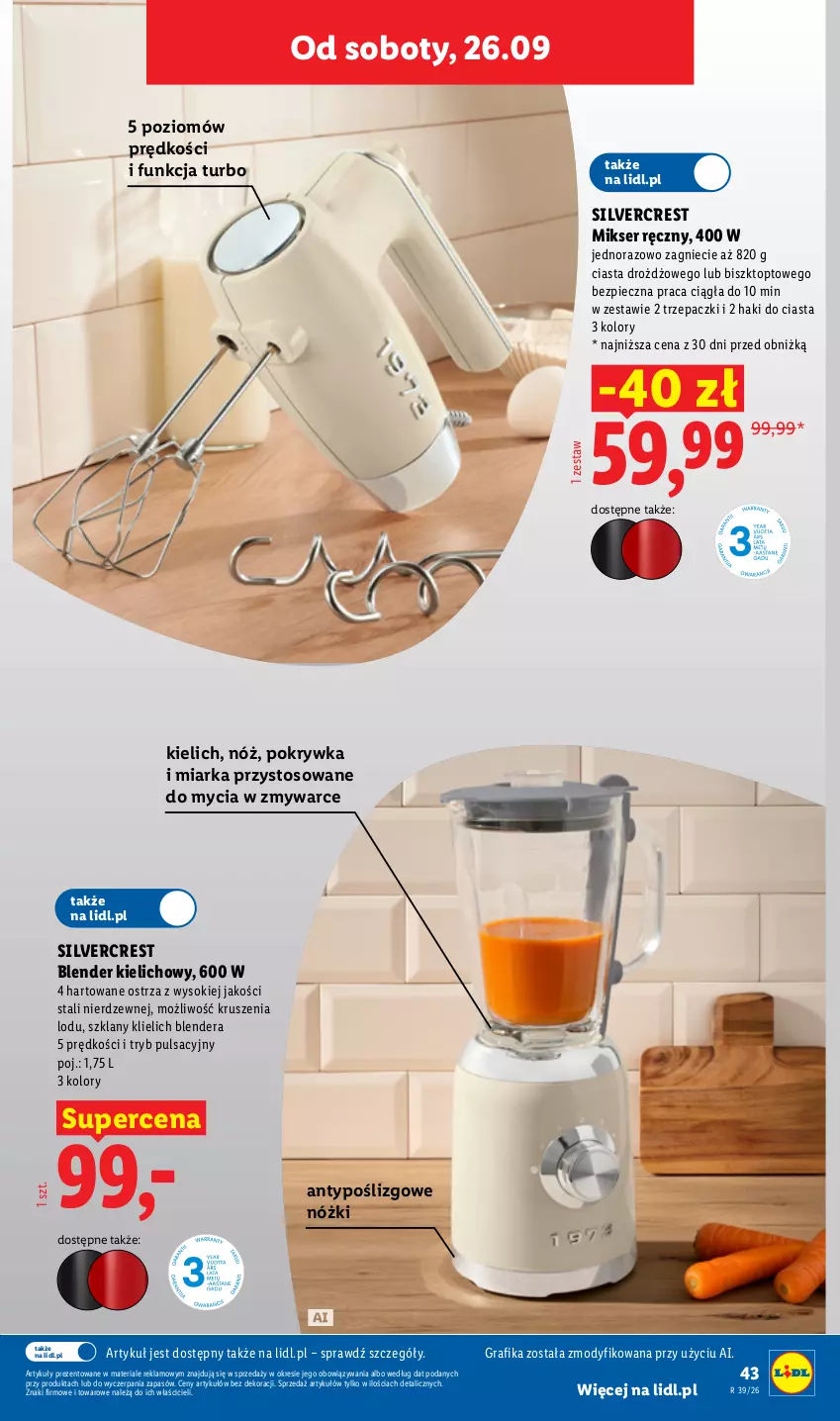 Gazetka promocyjna Lidl - Gazetka ważna od 21.09 do 26.09 - ważna 21.09 do 26.09.2026 - strona 51 - produkty: Blender, Gra, Grafika, Miarka, Mikser, Mikser ręczny, Piec, Ser, Silvercrest, Sok, Top