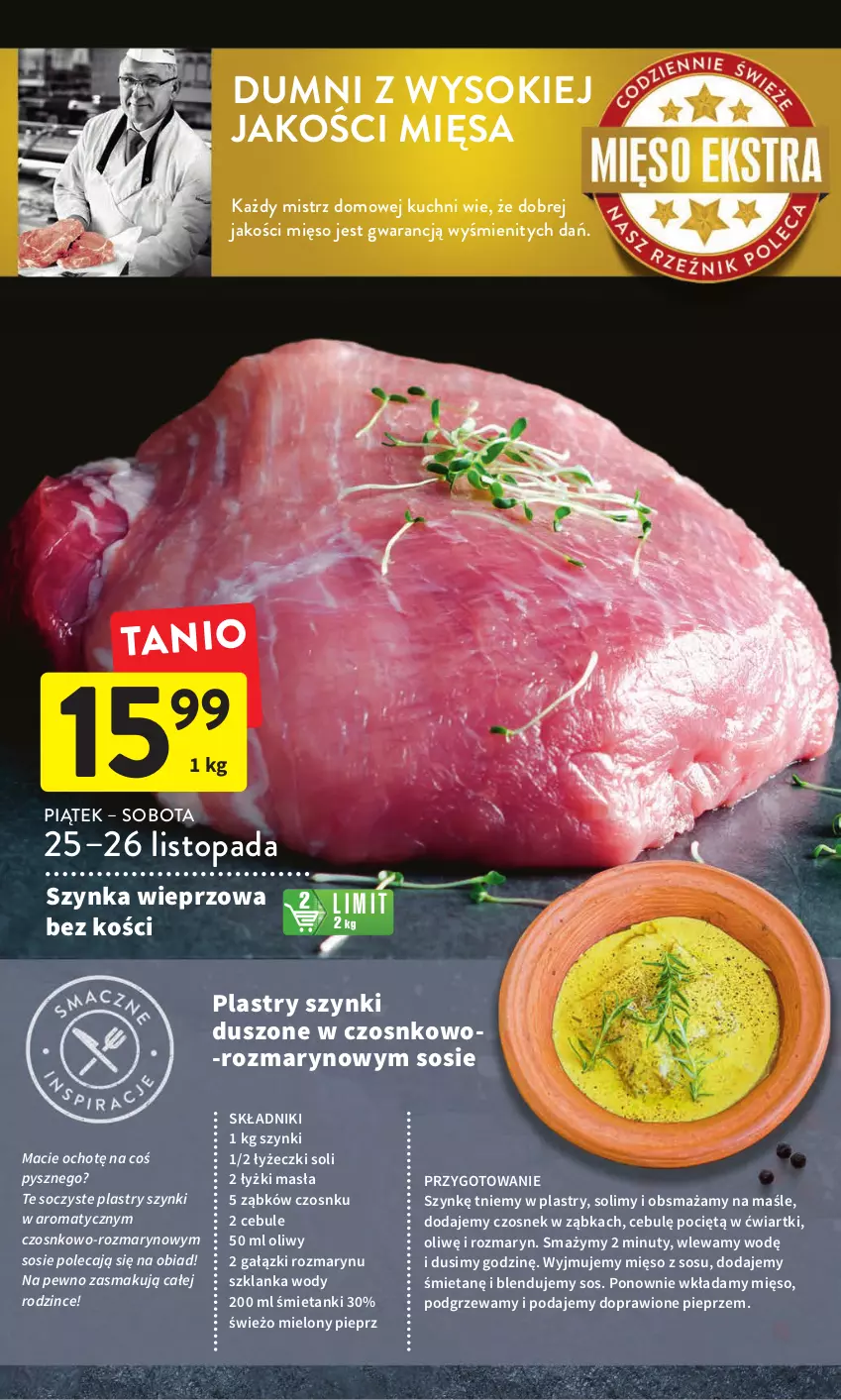 Gazetka promocyjna Intermarche - Gazetka Intermarche - ważna 24.11 do 30.11.2022 - strona 18 - produkty: Czosnek, Mięso, Nuty, Pieprz, Sok, Sos, Szklanka, Szynka, Szynka wieprzowa, Top