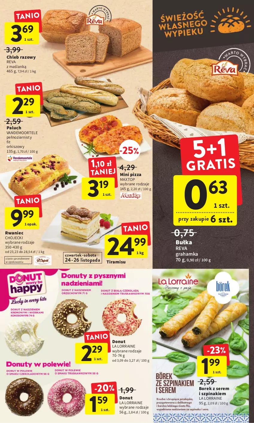 Gazetka promocyjna Intermarche - Gazetka Intermarche - ważna 24.11 do 30.11.2022 - strona 25 - produkty: Bułka, Chleb, Donut, Gra, Pizza, Ser, Szpinak, Top