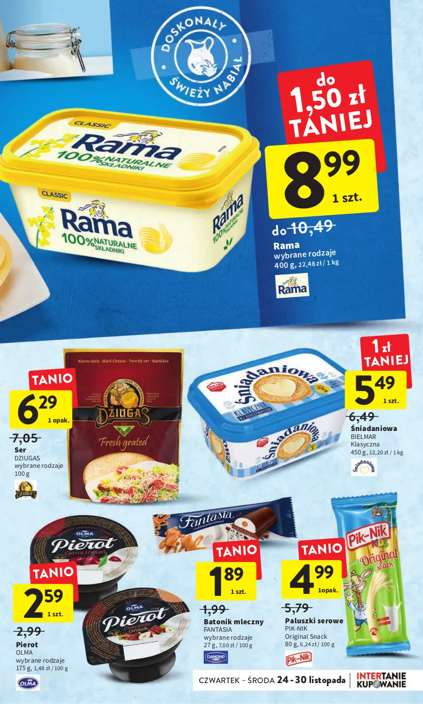 Gazetka promocyjna Intermarche - Gazetka Intermarche - ważna 24.11 do 30.11.2022 - strona 27 - produkty: Baton, Danio, Fa, Fanta, Gin, Olma, Rama, Ser, Tonik, Top