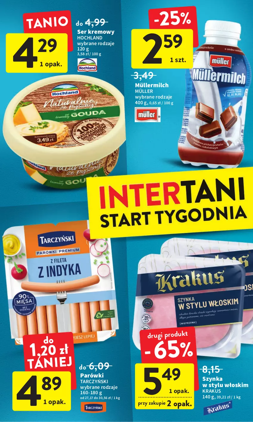 Gazetka promocyjna Intermarche - Gazetka Intermarche - ważna 24.11 do 30.11.2022 - strona 38 - produkty: Hochland, Krakus, Müller, Müllermilch, Parówki, Ser, Szynka, Tarczyński