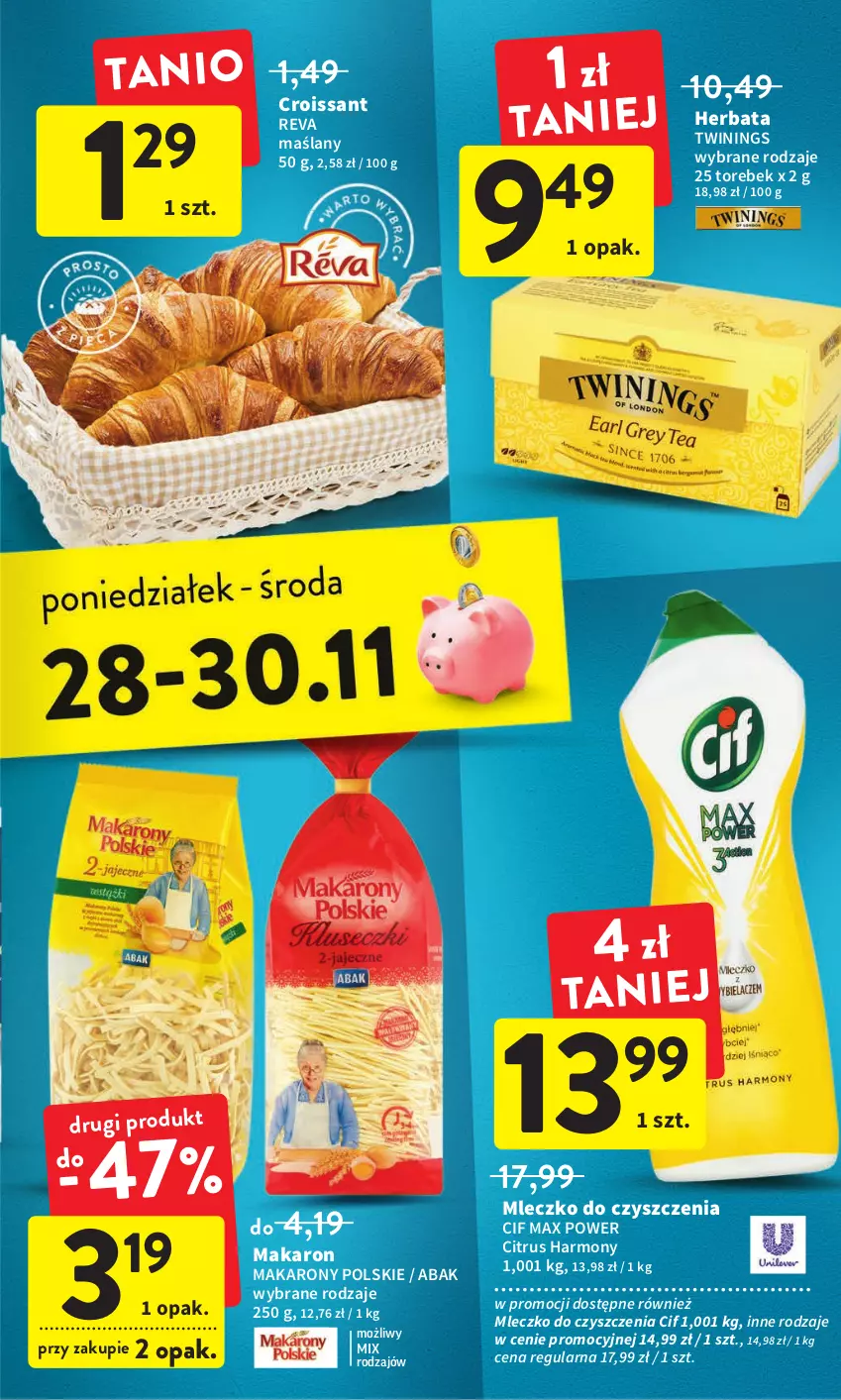 Gazetka promocyjna Intermarche - Gazetka Intermarche - ważna 24.11 do 30.11.2022 - strona 39 - produkty: Cif, Croissant, Herbata, Makaron, Mleczko