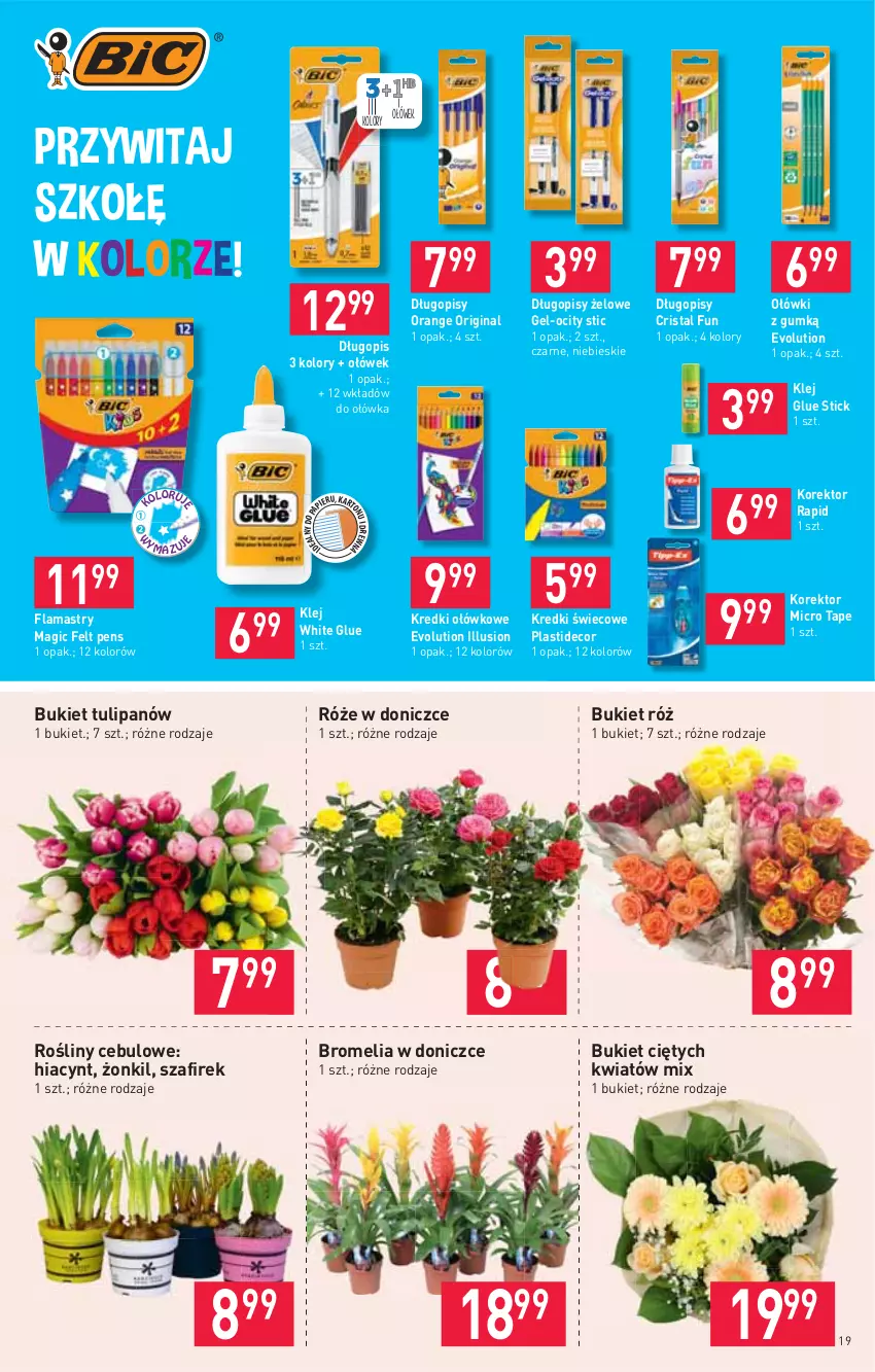 Gazetka promocyjna Stokrotka - Supermarket - ważna 21.01 do 27.01.2021 - strona 19 - produkty: Bromelia, Bukiet, Długopis, Flamastry, Gin, Hiacynt, Klej, Tulipan