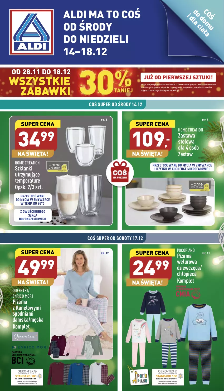 Gazetka promocyjna Aldi - Zaplanuj zakupy wcześniej - ważna 14.12 do 18.12.2022 - strona 1 - produkty: Fa, Lanki, Piżama, Pocopiano, Queentex