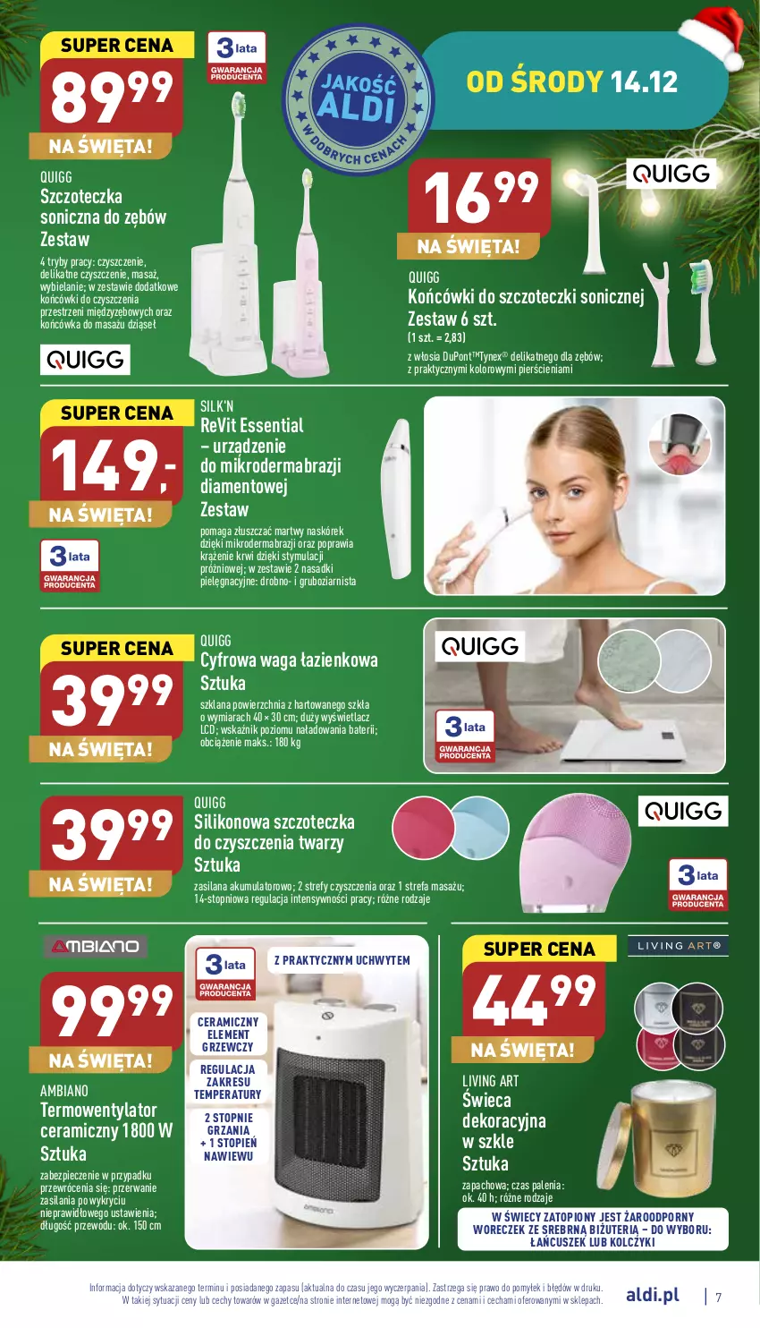 Gazetka promocyjna Aldi - Zaplanuj zakupy wcześniej - ważna 14.12 do 18.12.2022 - strona 7 - produkty: Akumulator, Fa, Kolczyki, Końcówki do szczoteczk, LANA, Piec, Por, Silan, Szczoteczka, Szczoteczka soniczna, Termowentylator, Top, Waga, Waga łazienkowa, Woreczek