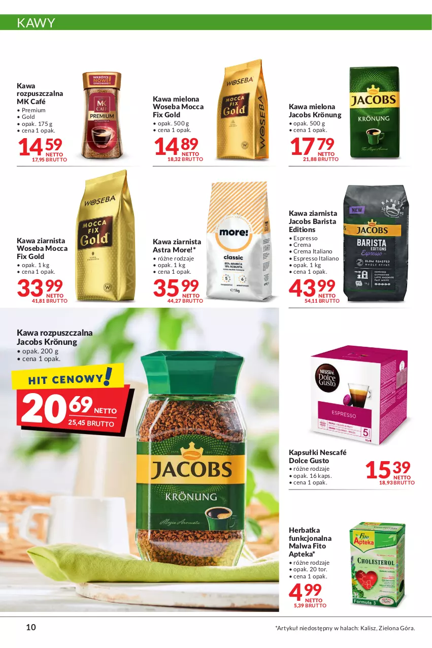 Gazetka promocyjna Makro - [Oferta promocyjna] Artykuły spożywcze i przemysłowe - ważna 19.04 do 02.05.2022 - strona 10 - produkty: Apteka, Dolce Gusto, Jacobs, Jacobs Krönung, Kawa, Kawa mielona, Kawa rozpuszczalna, Kawa ziarnista, Mocca Fix Gold, Nescafé, Woseba