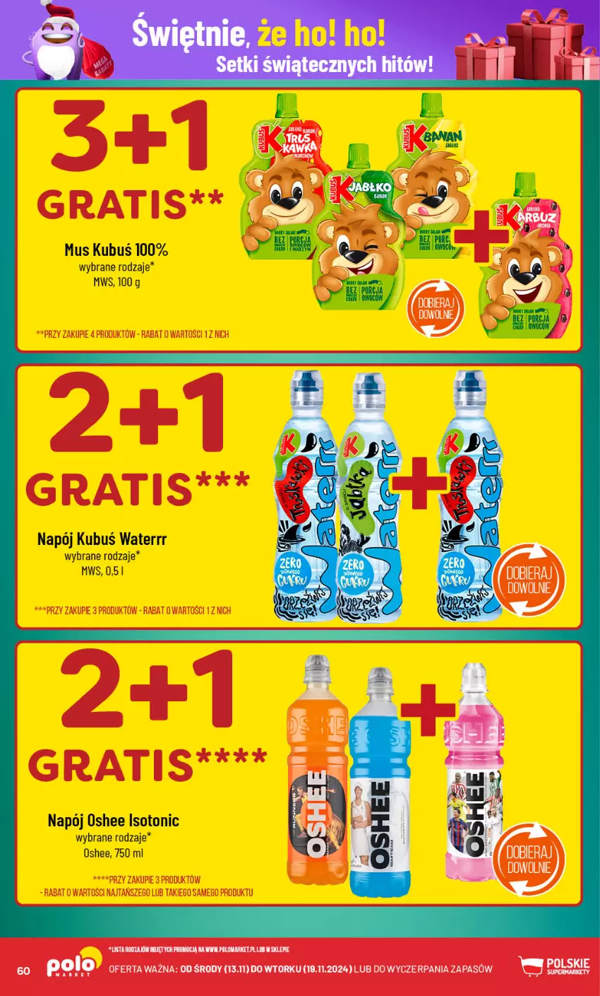 Gazetka promocyjna PoloMarket - Gazetka pomocyjna - ważna 13.11 do 19.11.2024 - strona 60 - produkty: Kubuś, Kubuś Waterrr, Mus, Napój, Oshee