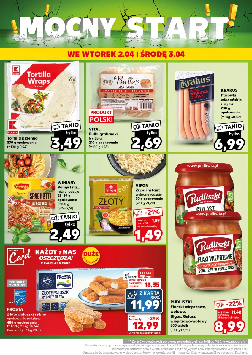 Gazetka promocyjna Kaufland - Kaufland - ważna 02.04 do 03.04.2024 - strona 4 - produkty: Bigos, Gra, Krakus, Parówki, Pudliszki, Tortilla, Winiary, Zupa