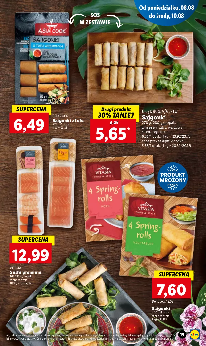 Gazetka promocyjna Lidl - GAZETKA - ważna 08.08 do 10.08.2022 - strona 17 - produkty: Sajgonki, Sos, Sushi, Tofu, Virtu, Warzywa