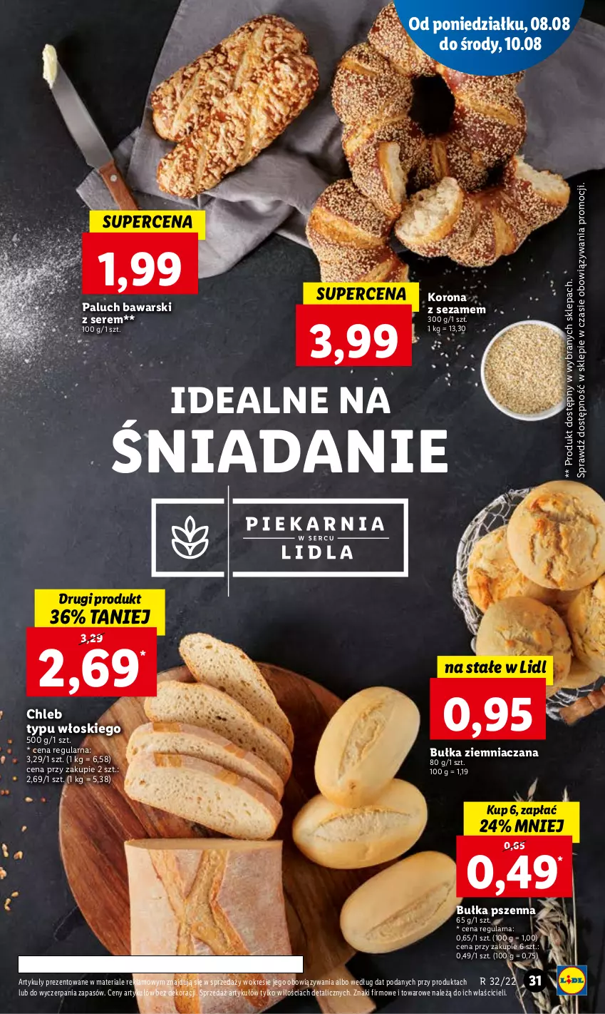 Gazetka promocyjna Lidl - GAZETKA - ważna 08.08 do 10.08.2022 - strona 33 - produkty: Bułka, Chleb, Chleb typu włoskiego, Ser, Sezam