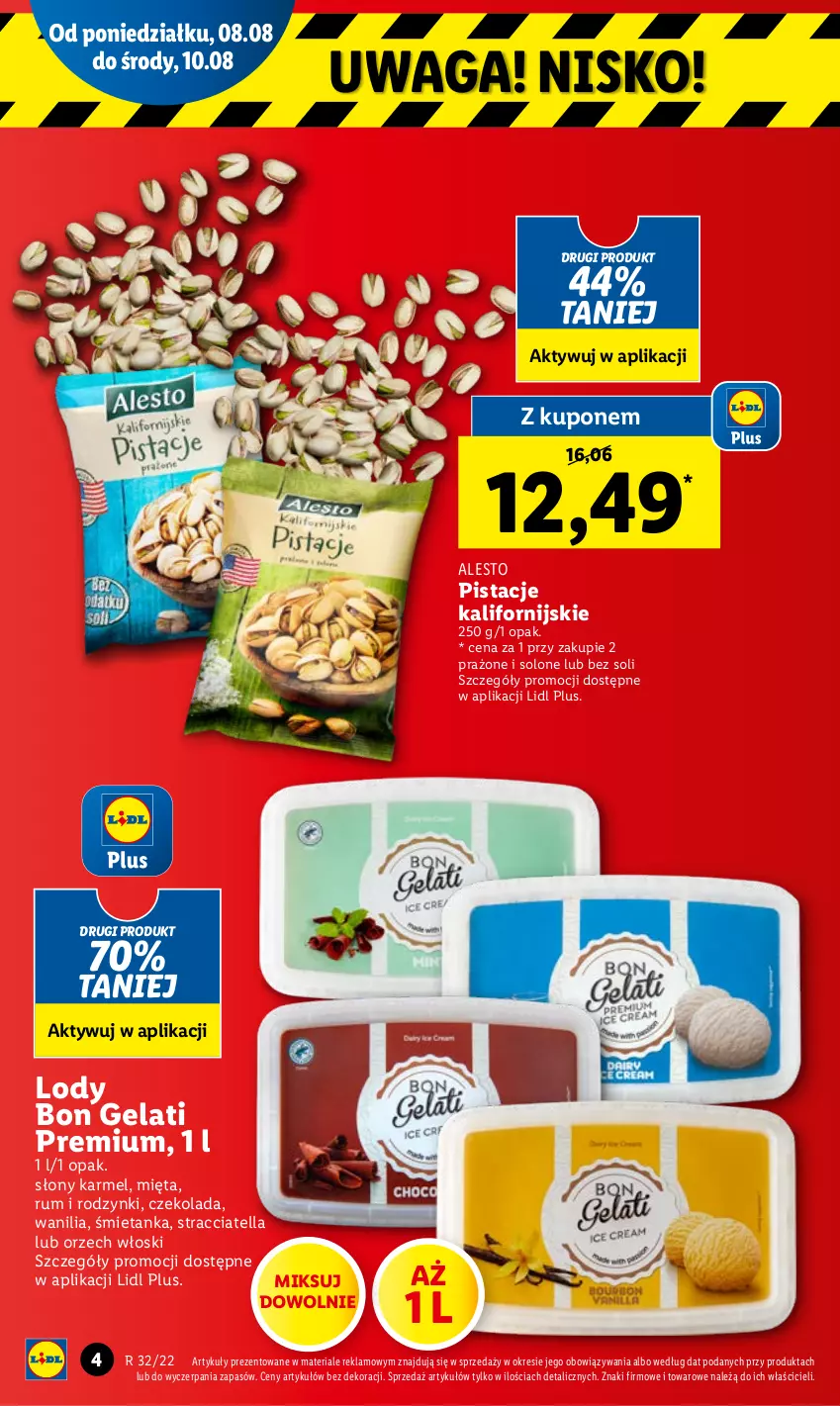 Gazetka promocyjna Lidl - GAZETKA - ważna 08.08 do 10.08.2022 - strona 4 - produkty: Czekolada, Lody, Mięta, Pistacje, Rodzynki, Rum, Waga