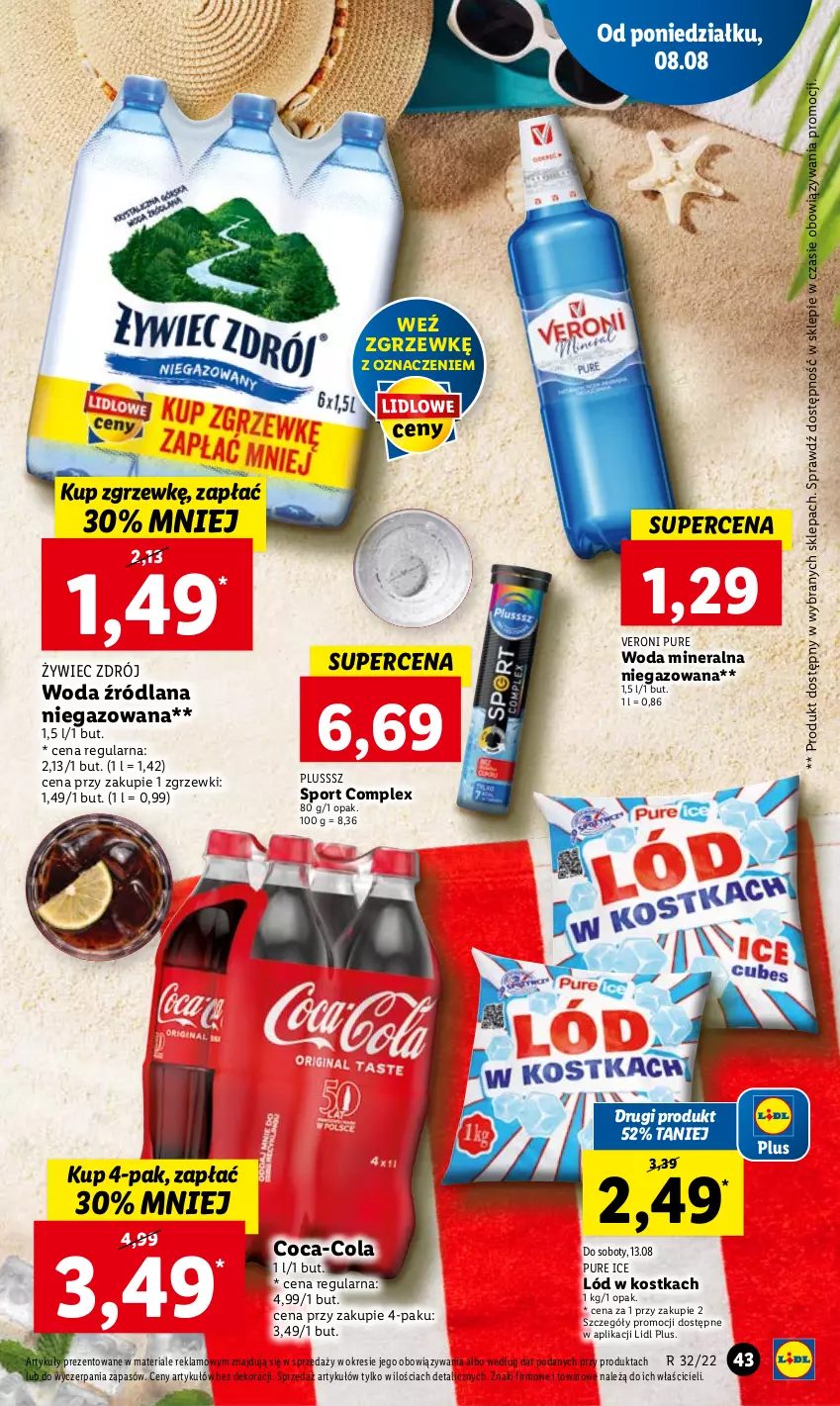 Gazetka promocyjna Lidl - GAZETKA - ważna 08.08 do 10.08.2022 - strona 45 - produkty: Coca-Cola, LANA, Por, Pur, Sport, Woda, Woda mineralna