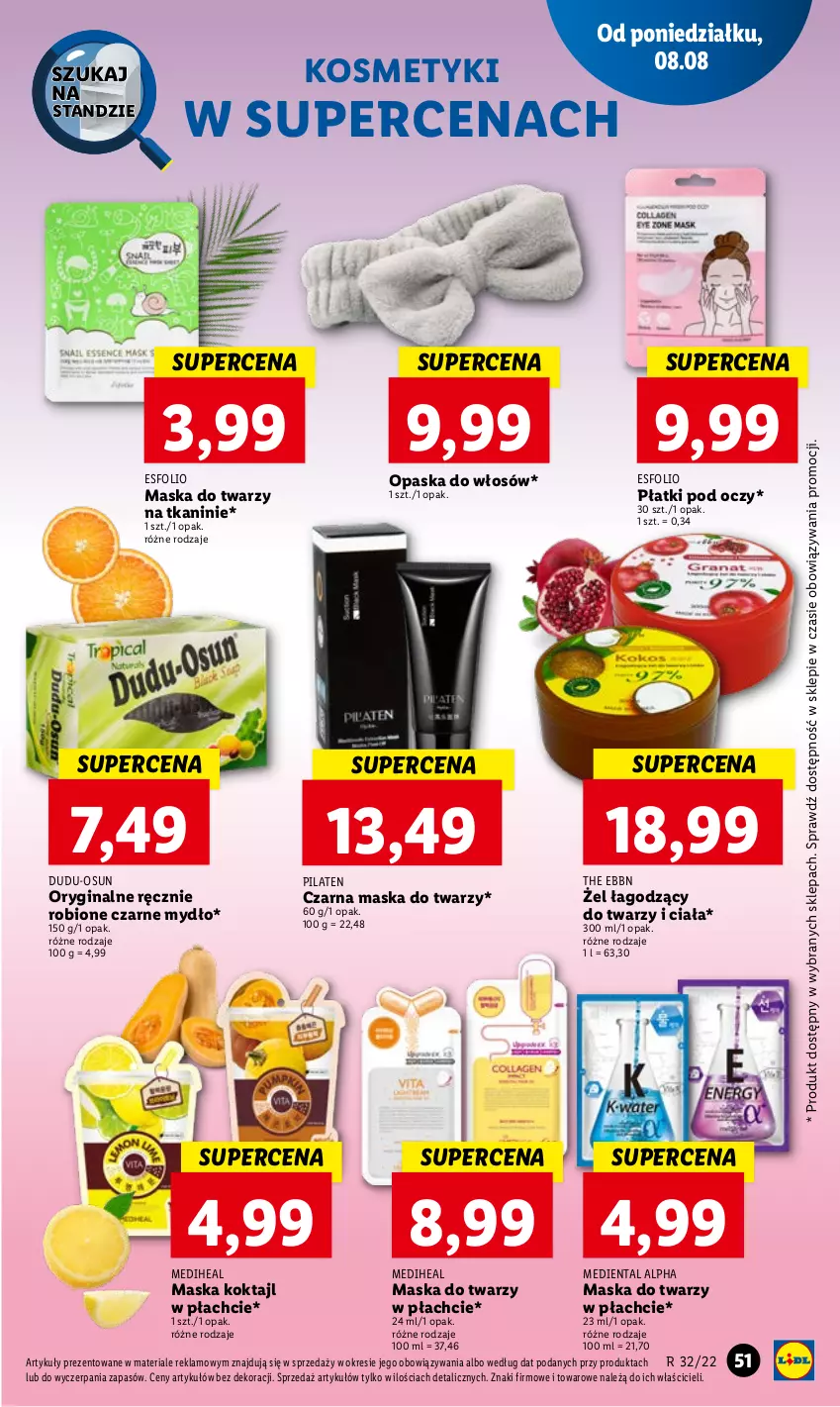 Gazetka promocyjna Lidl - GAZETKA - ważna 08.08 do 10.08.2022 - strona 53 - produkty: Gin, Maska, Maska do twarzy, Mydło, Opaska, Opaska do włosów