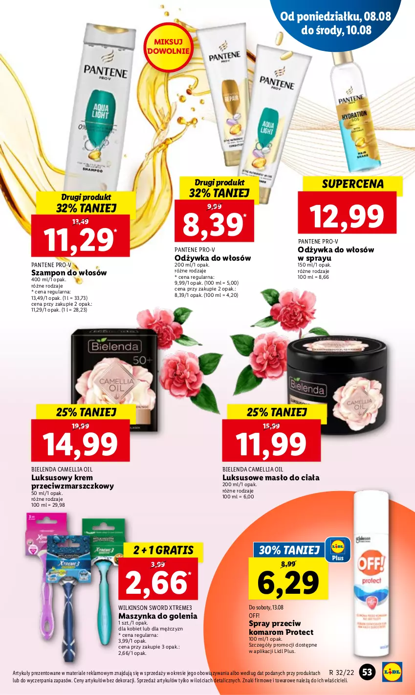 Gazetka promocyjna Lidl - GAZETKA - ważna 08.08 do 10.08.2022 - strona 55 - produkty: Bielenda, Gra, Krem przeciwzmarszczkowy, Mars, Masło, Masło do ciała, Maszynka, Maszynka do golenia, Odżywka, Pantene, Szampon, Szynka, Wilkinson Sword